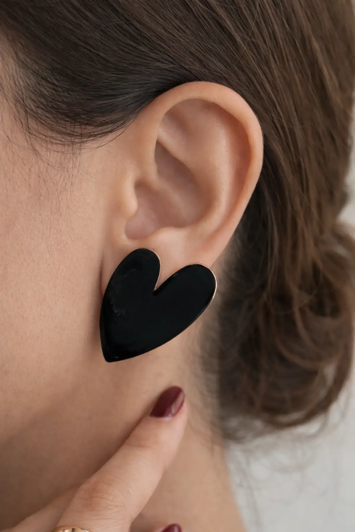 Siyah Renk Kalp Figürlü Küpe (Çift)