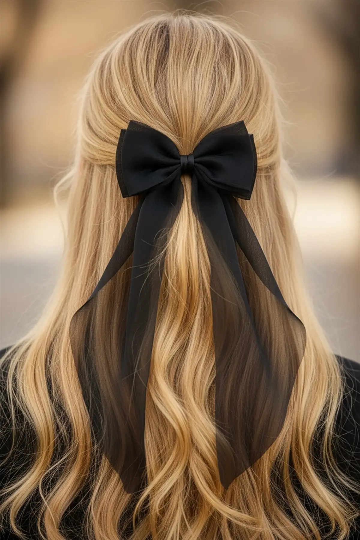 Siyah Renk Kurdele Detaylı Pens Toka