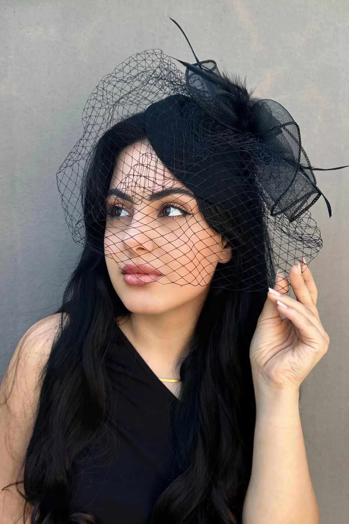 Siyah Renk Nikah Şapkası / Vualet Şapka