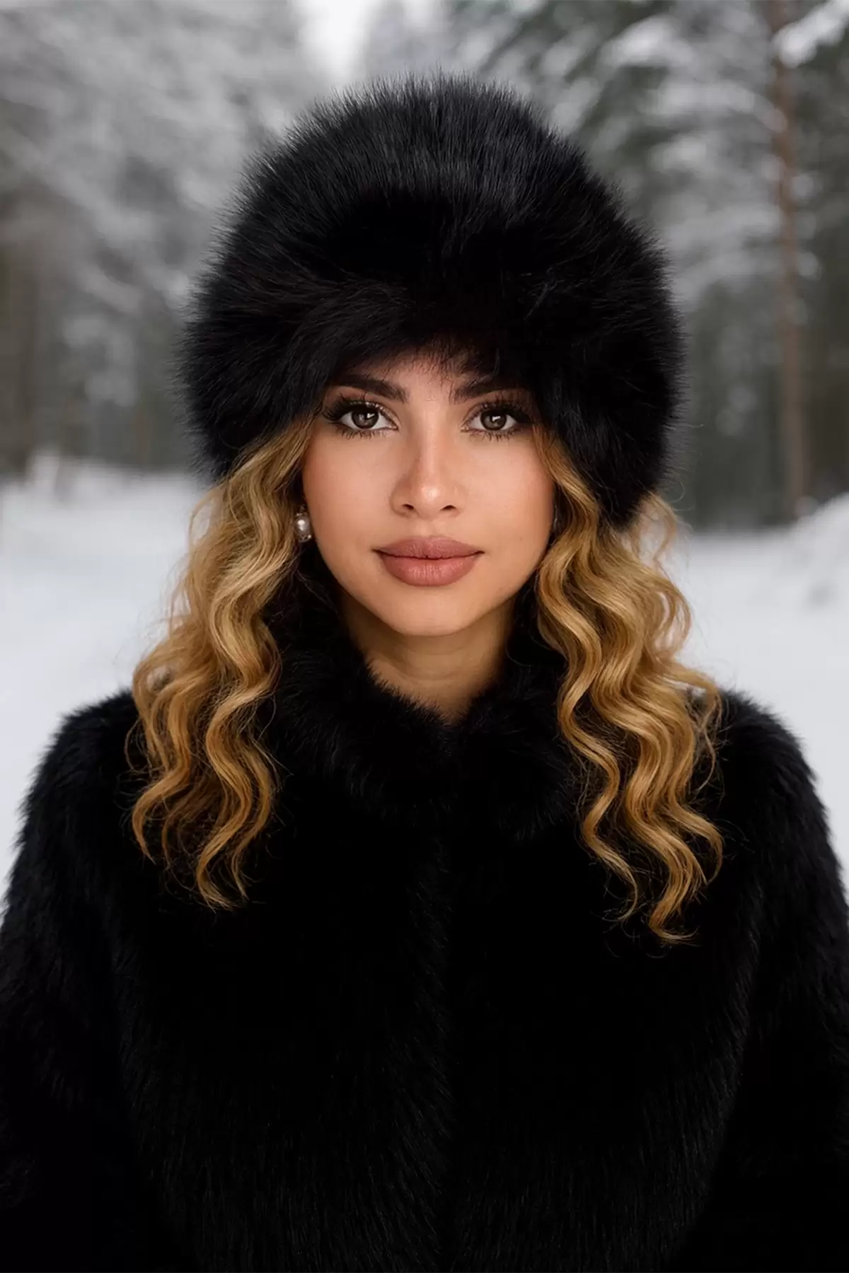Siyah Renk Peluş Şapka