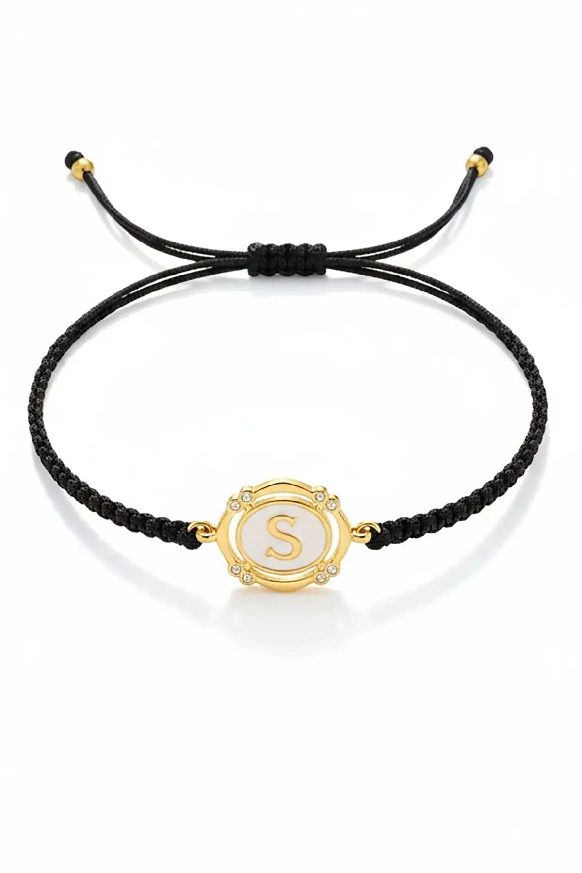 Siyah Renk S Harf Asansörlü Çelik İp Bileklik