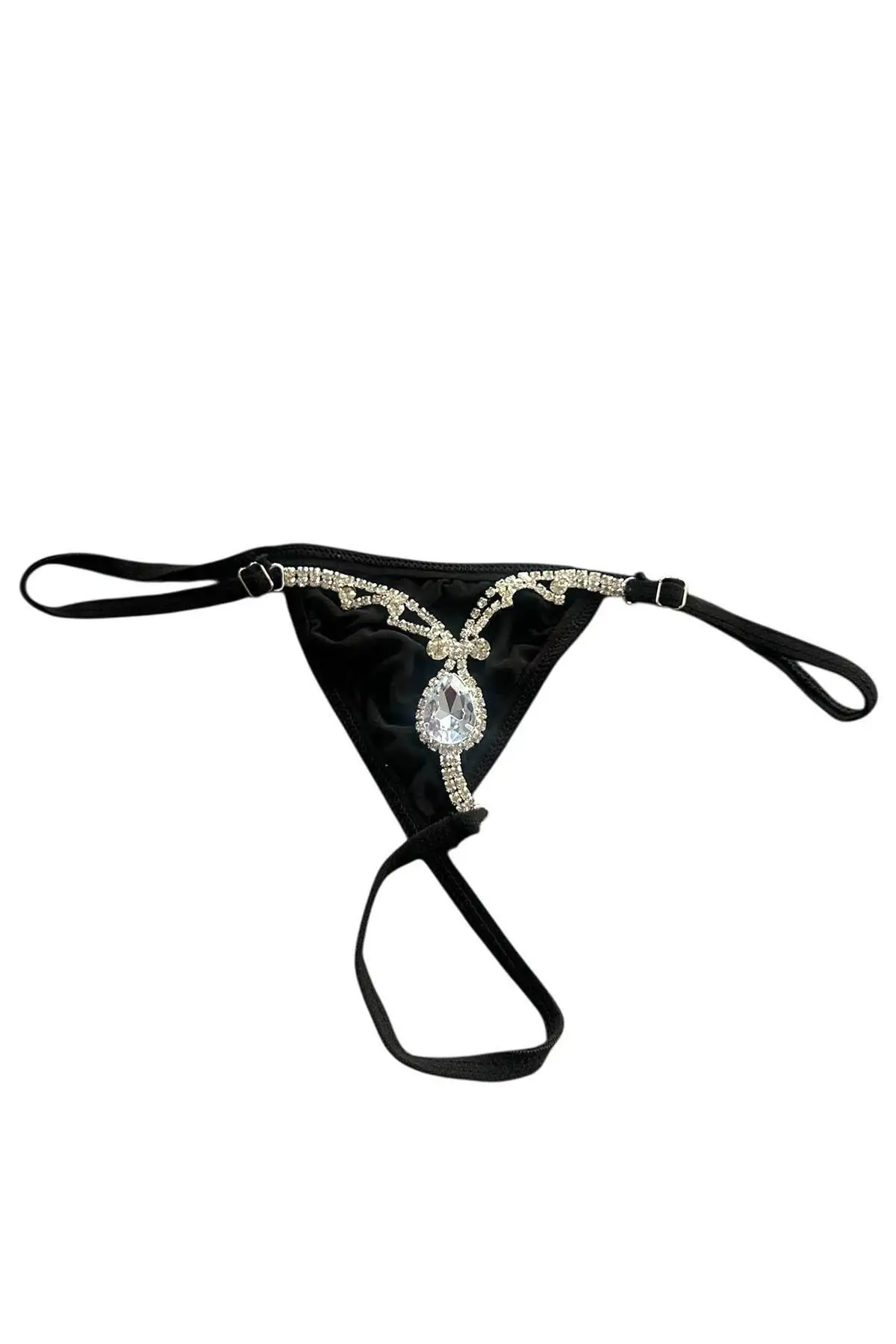 Siyah Renk Taş Detaylı Tanga
