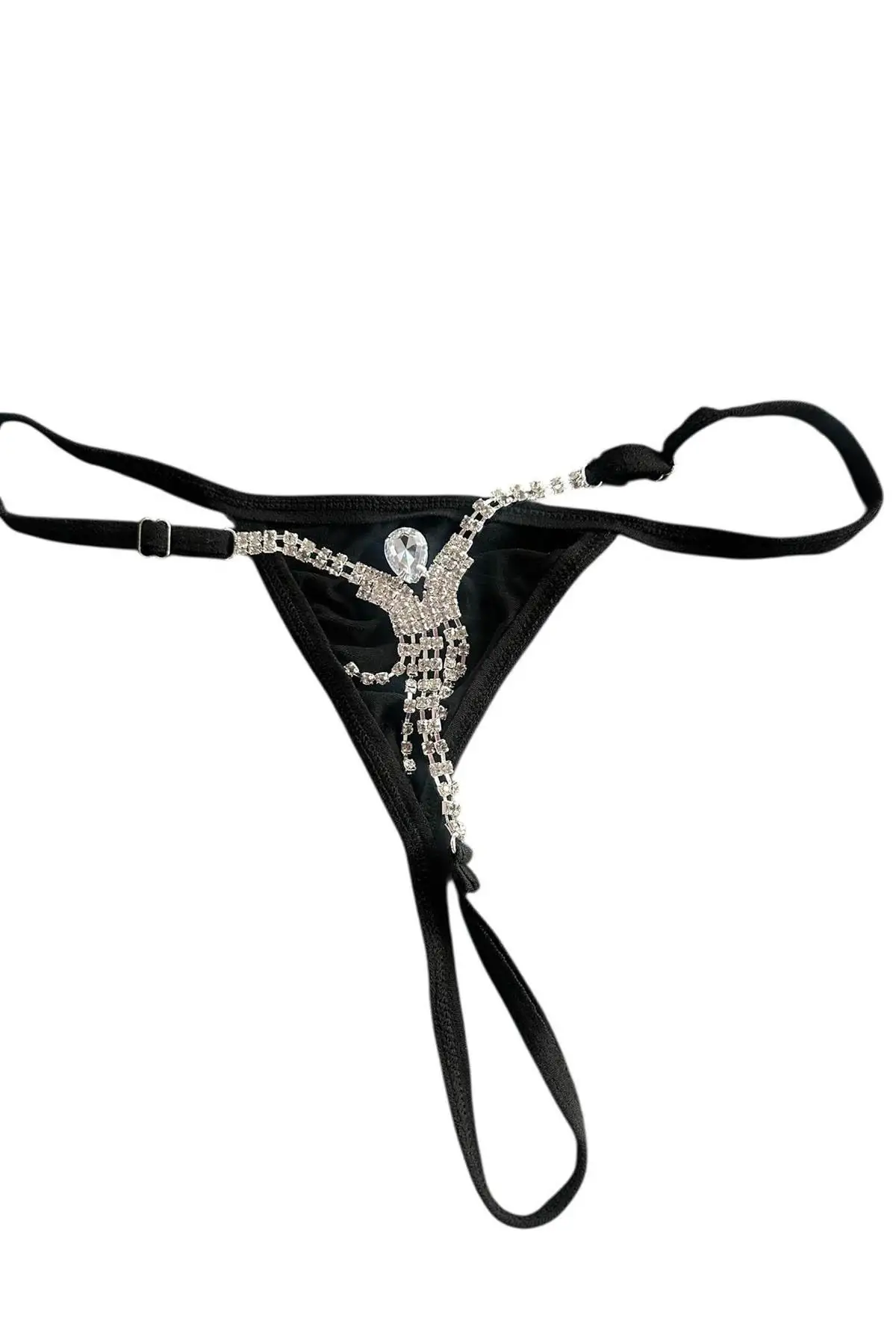 Siyah Renk Taş Detaylı Tanga