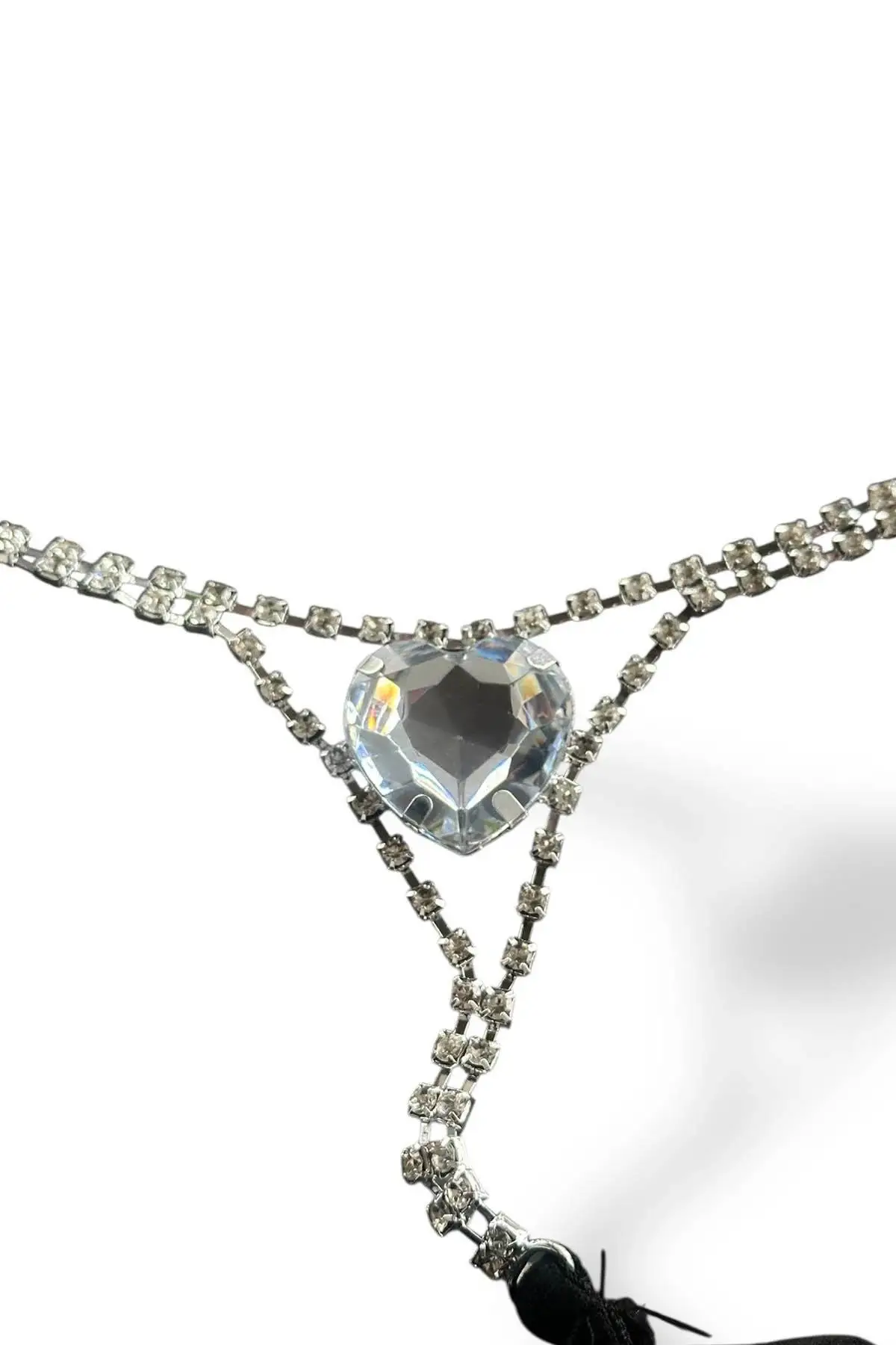 Siyah Renk Taş Detaylı Tanga