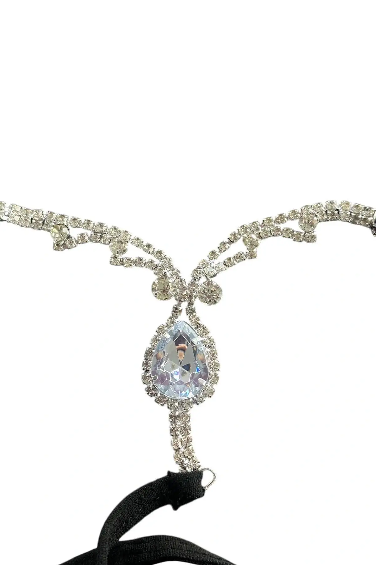 Siyah Renk Taş Detaylı Tanga