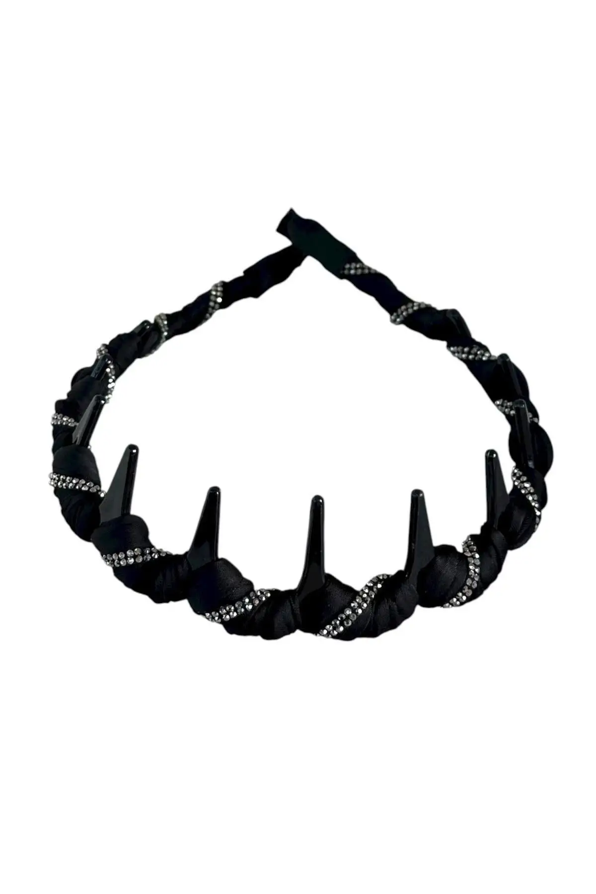 Siyah Renk Taş Detaylı Taraklı Taç