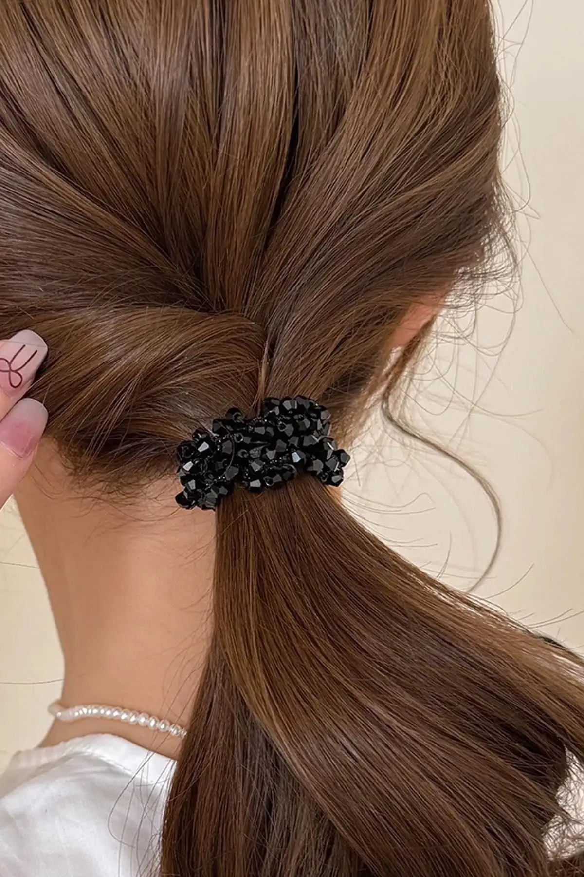 Siyah Renk Taşlı Lastik Toka