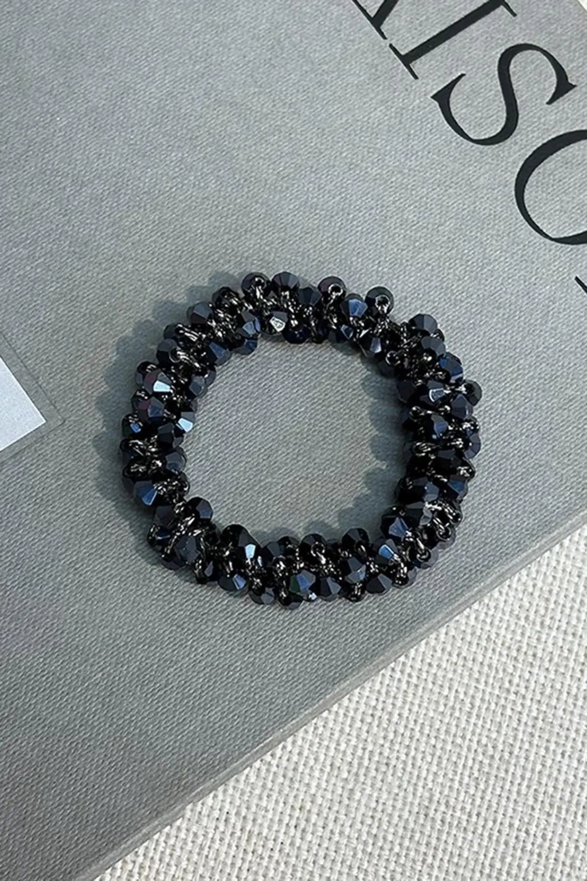 Siyah Renk Taşlı Lastik Toka