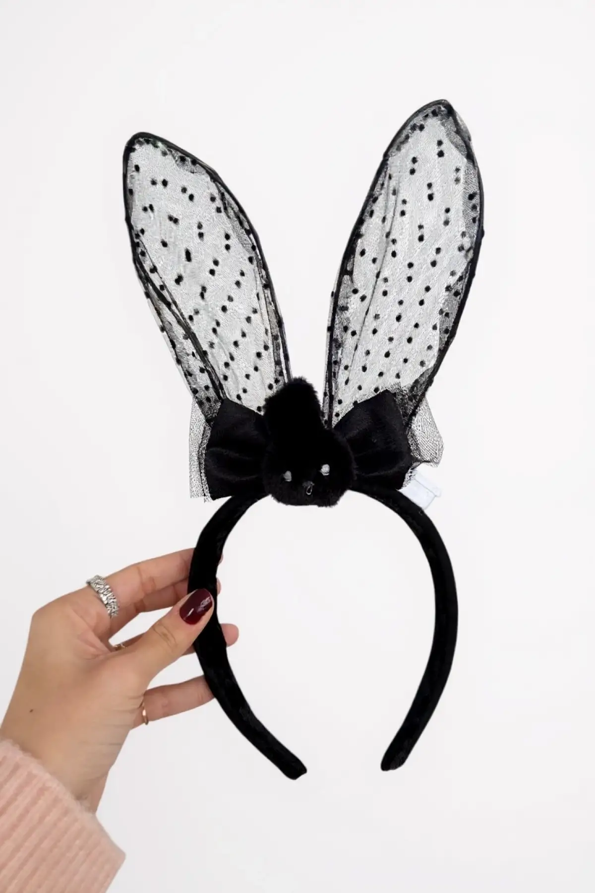 Siyah Renk Tavşan Figürlü Kulak Detaylı Işıklı Taç