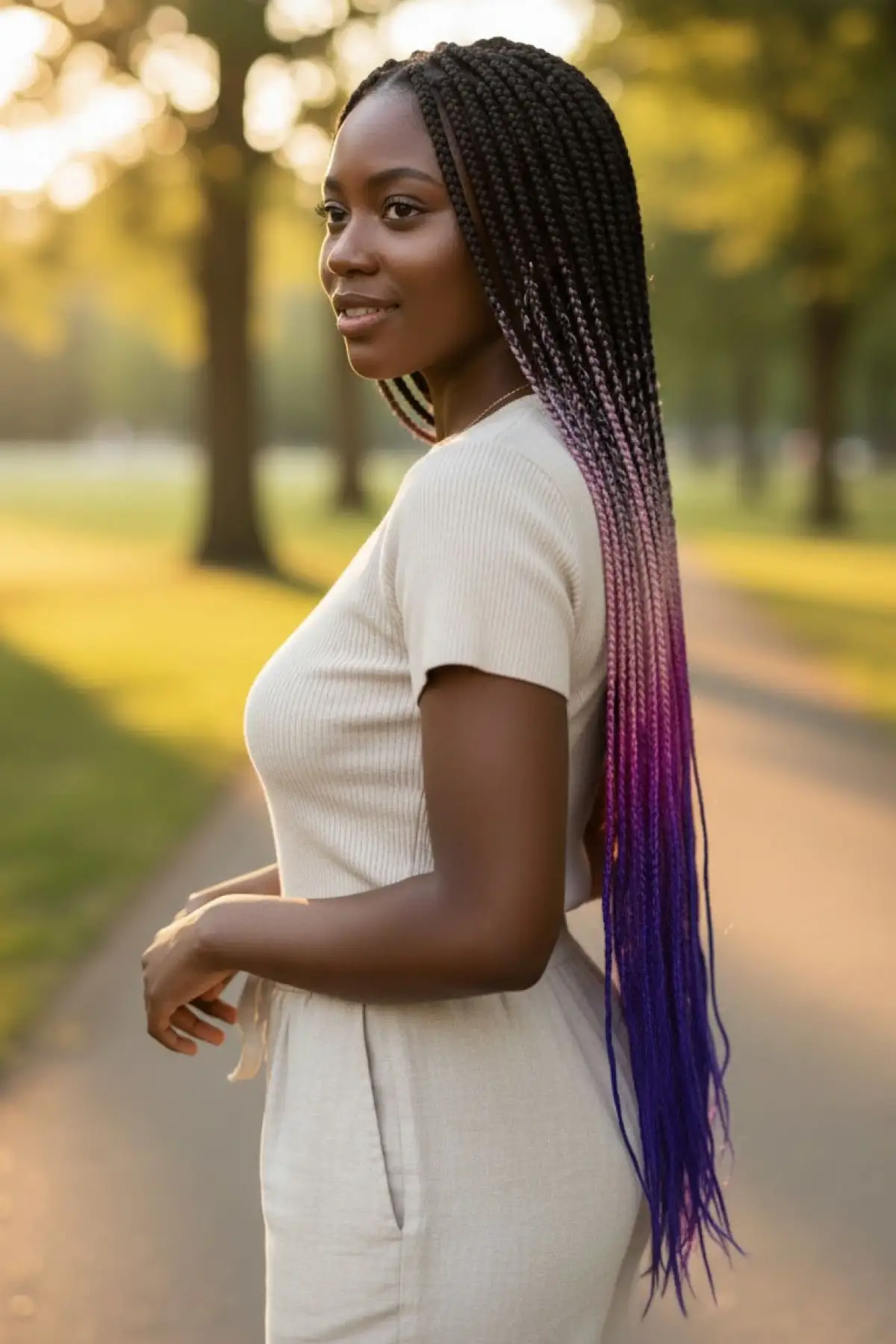 Siyah Üç Renk Ombreli Afrika Zenci Örgüsü Box Braid Sentetik Saç 60cm 100gr