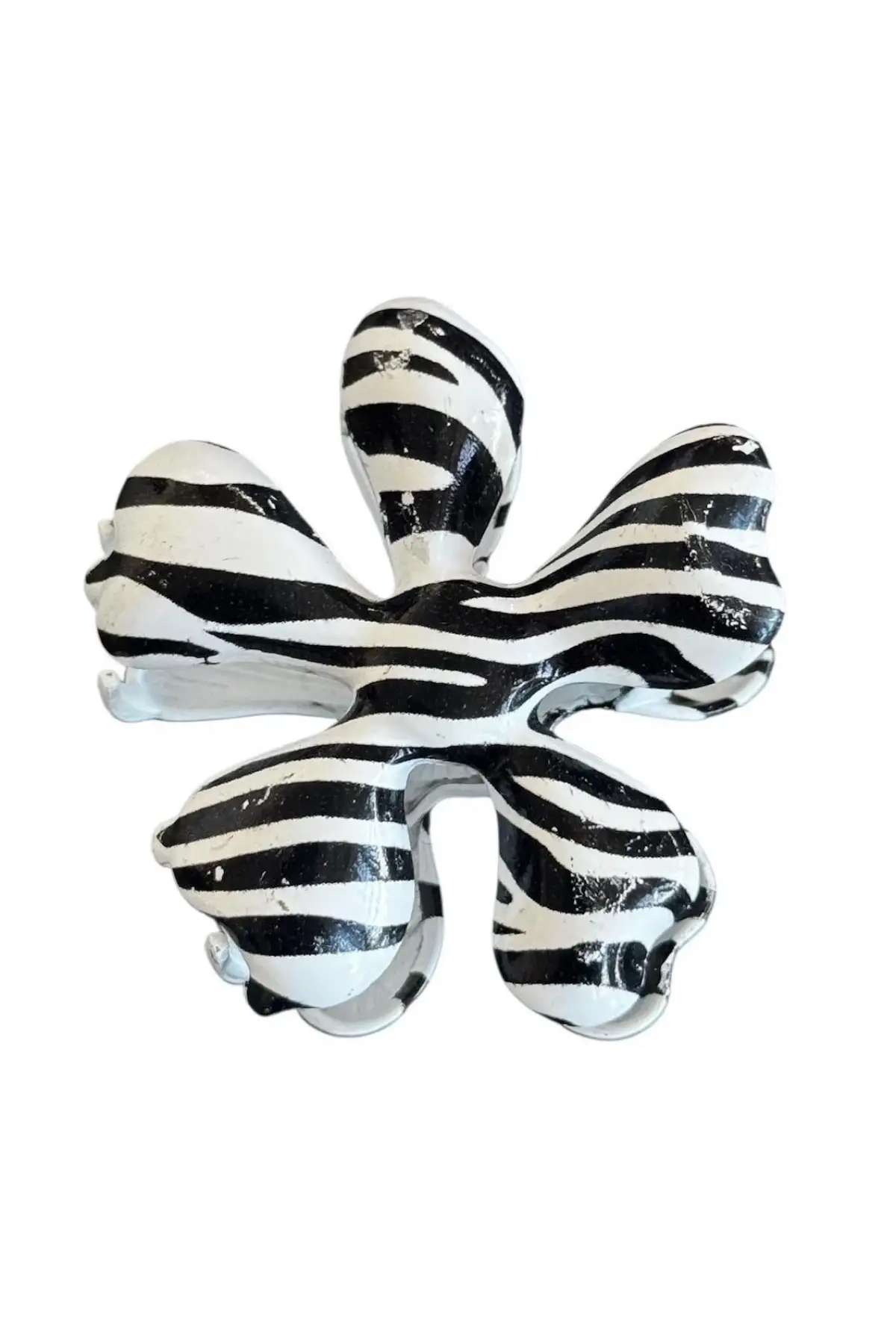 Siyah Ve Beyaz Renk Zebra Desenli Metal Mini Mandal Toka