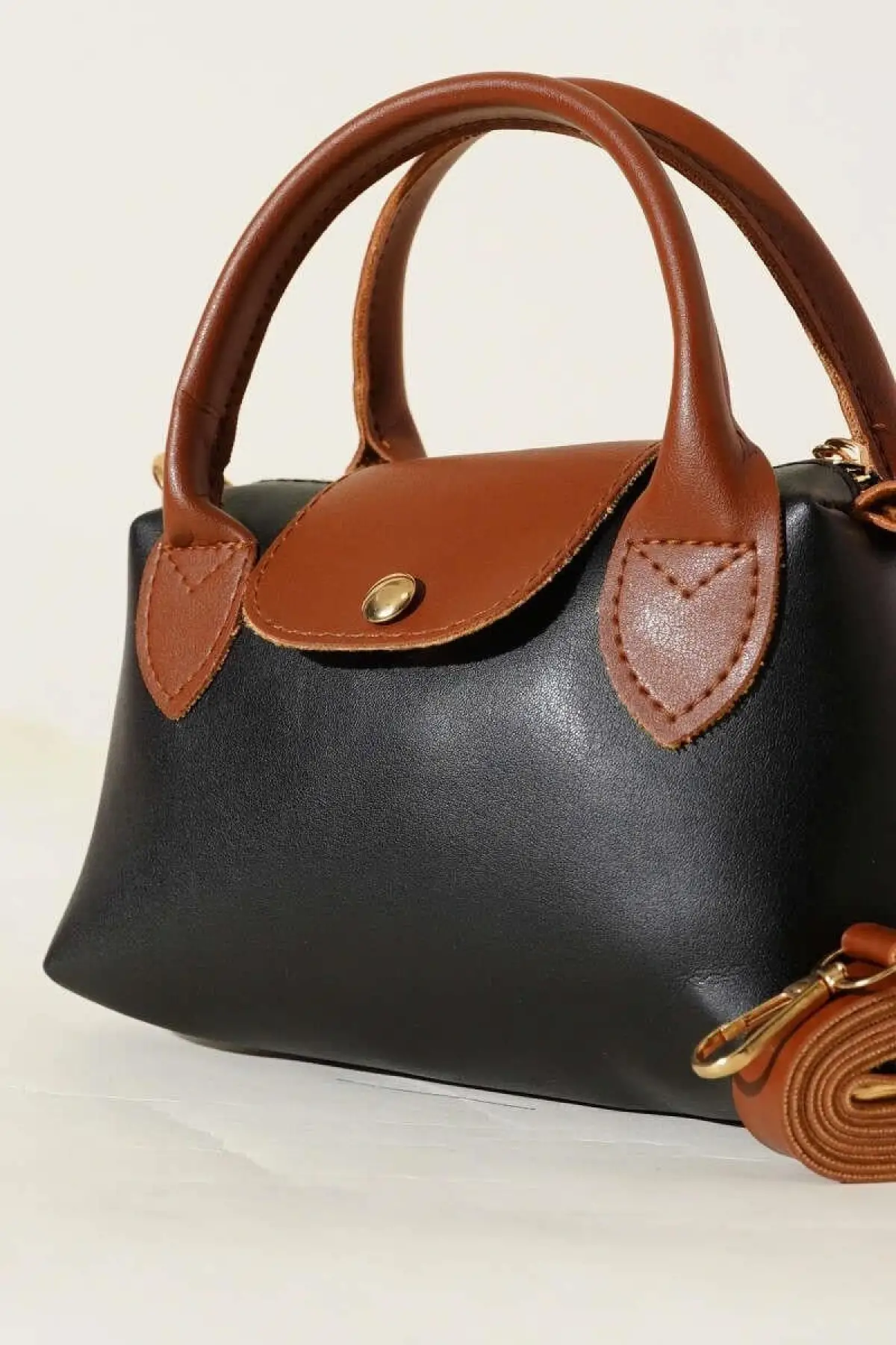 Siyah Ve Kahverengi Deri El Ve Omuz Çantası