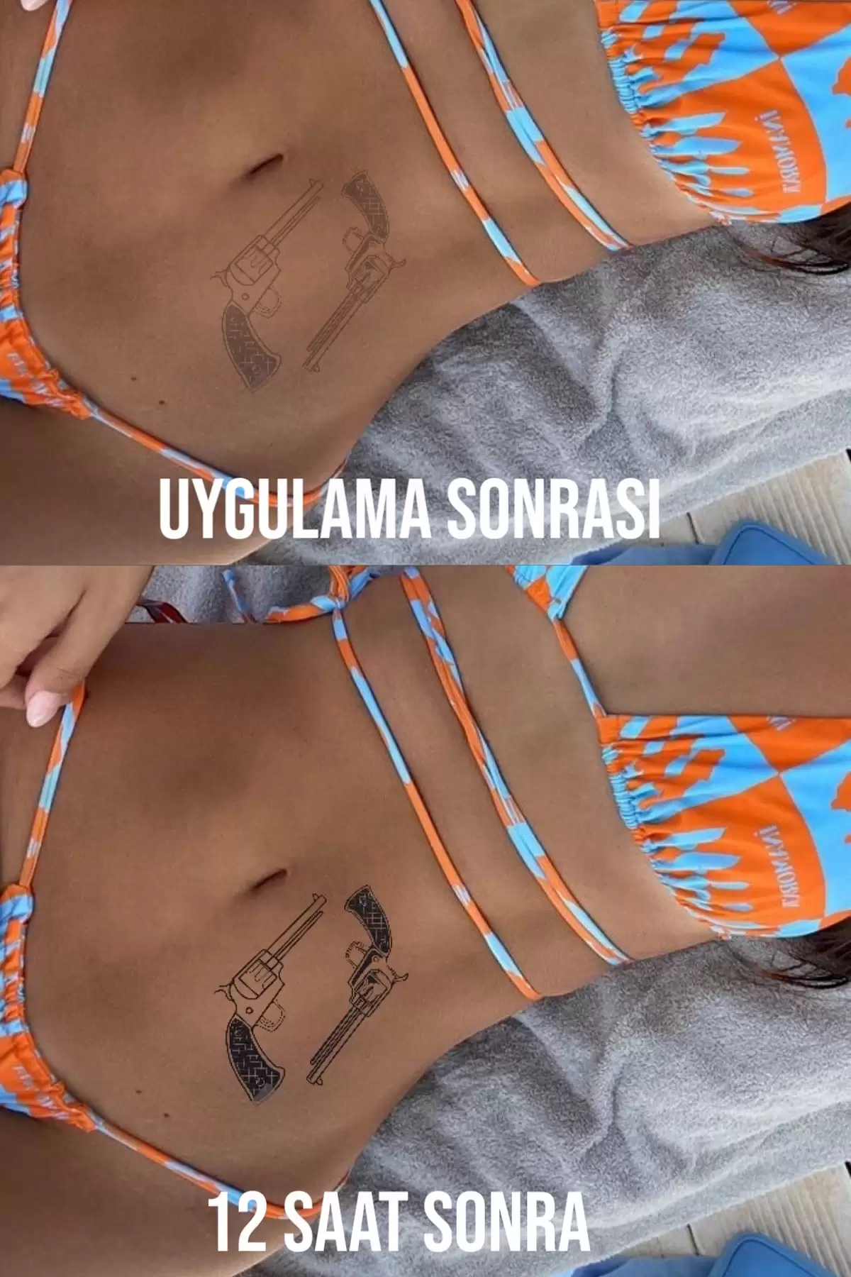 Tabanca Figürlü 12 Saat Sonra Kararan Geçici Dövme Tattoo
