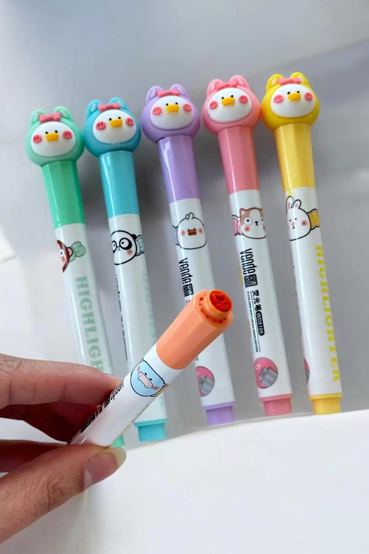 Tavuk Figürlü 6lı Fosforlu Kalem Set
