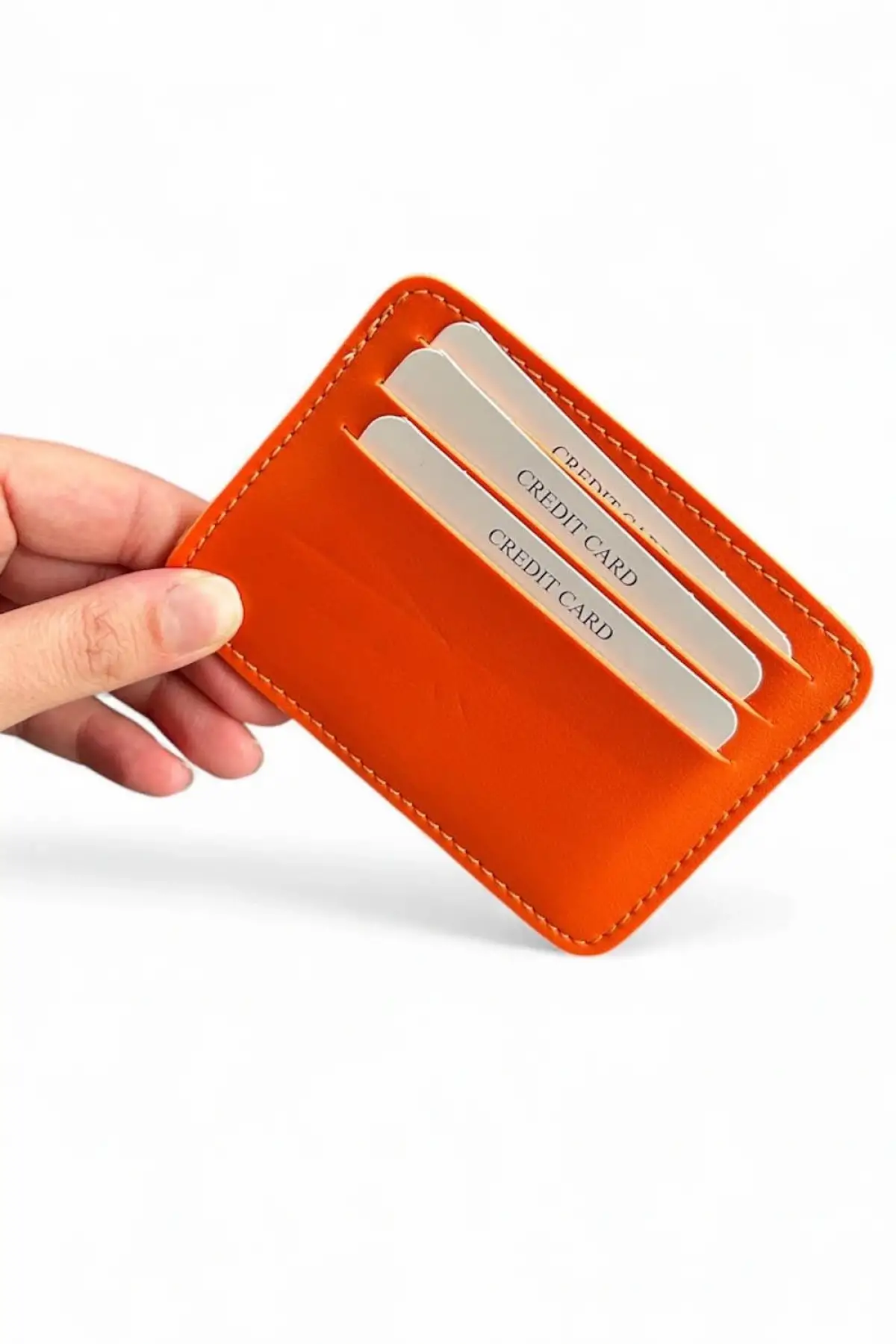 Turuncu Renk Deri Kartlık/Cüzdan