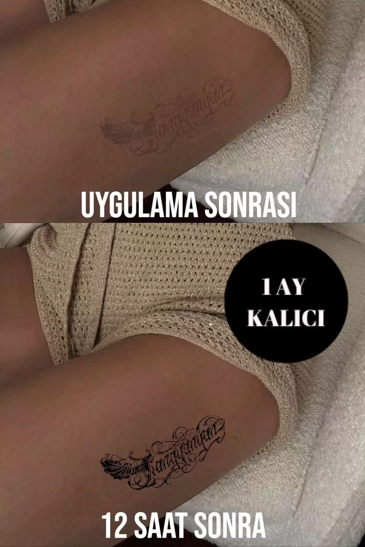 Tüy Ve Yazı Detaylı 12 Saat Sonra Kararan Geçici Dövme Tattoo