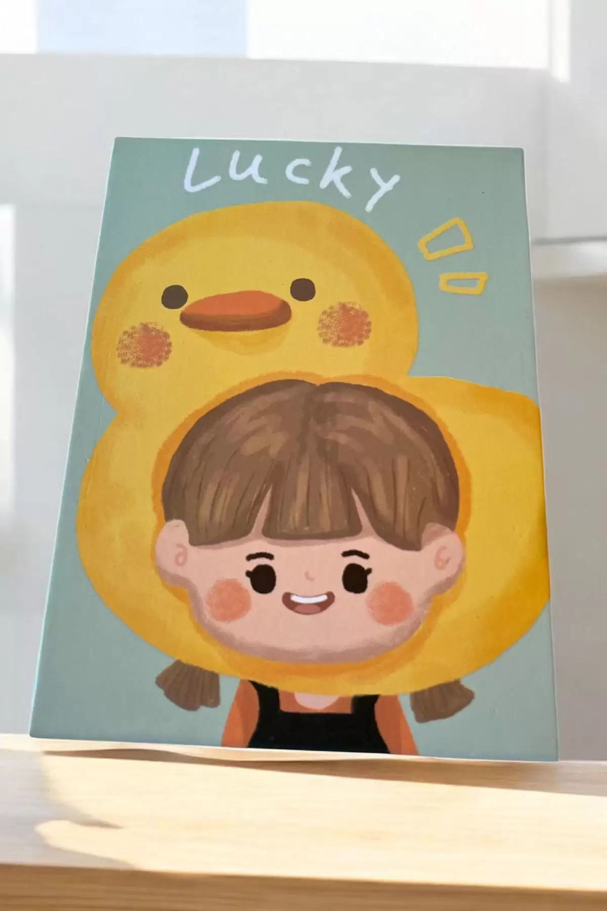 Yeşil Renk Karışık Figürlü Lucky Yazılı Masa Aynası