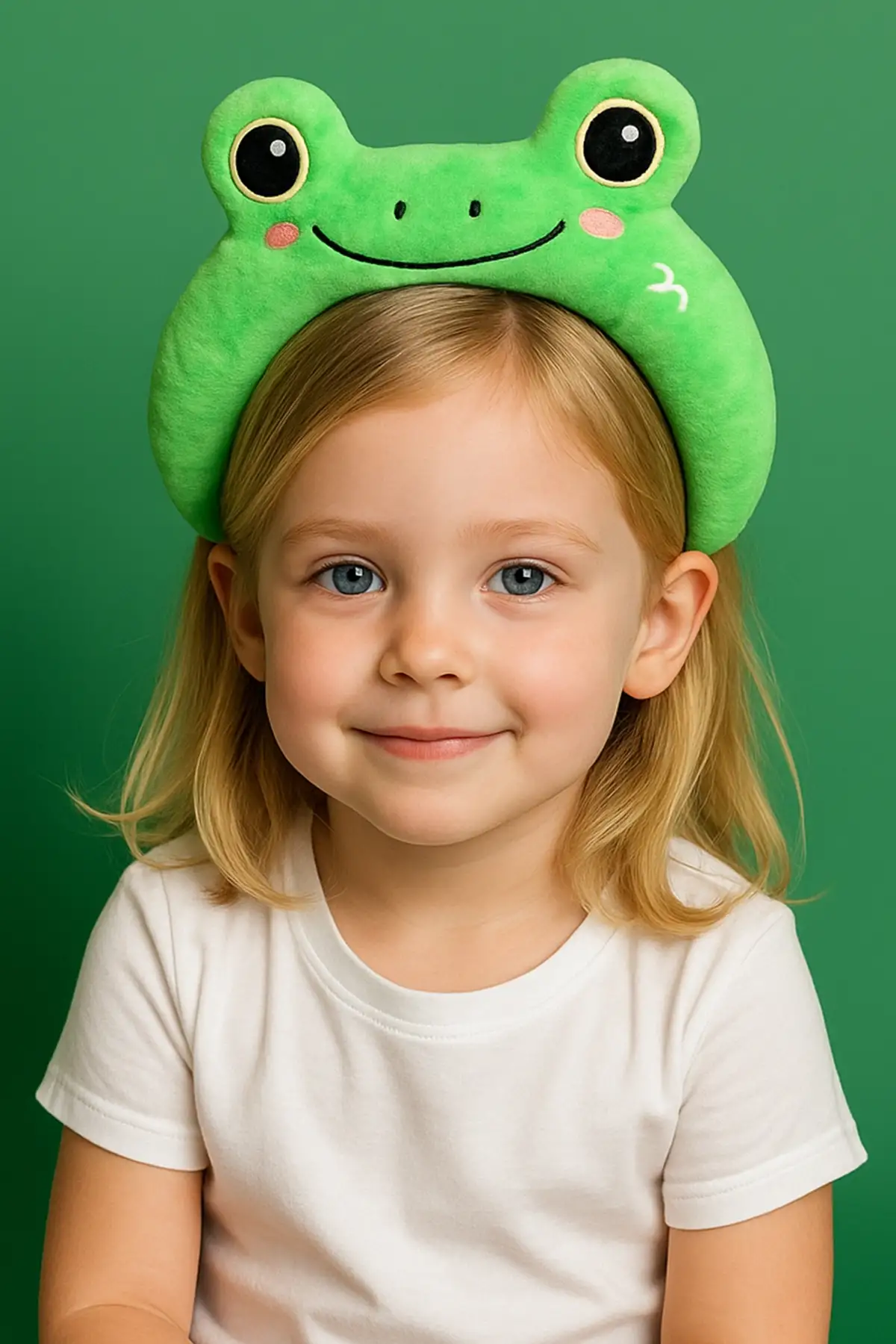 Yeşil Renk Kurbağa Figürlü Peluş Taç