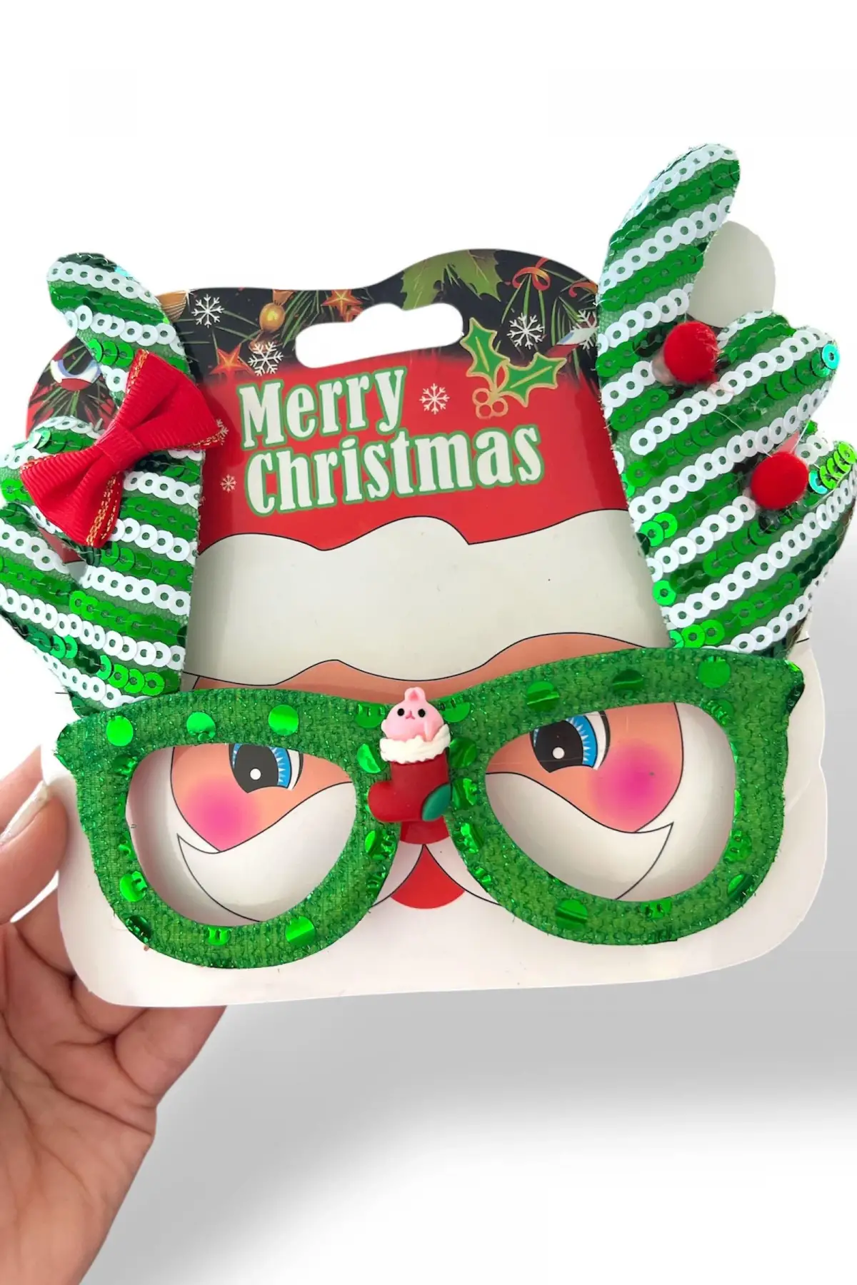 Yeşil Renk Yılbaşı Temalı Gözlük