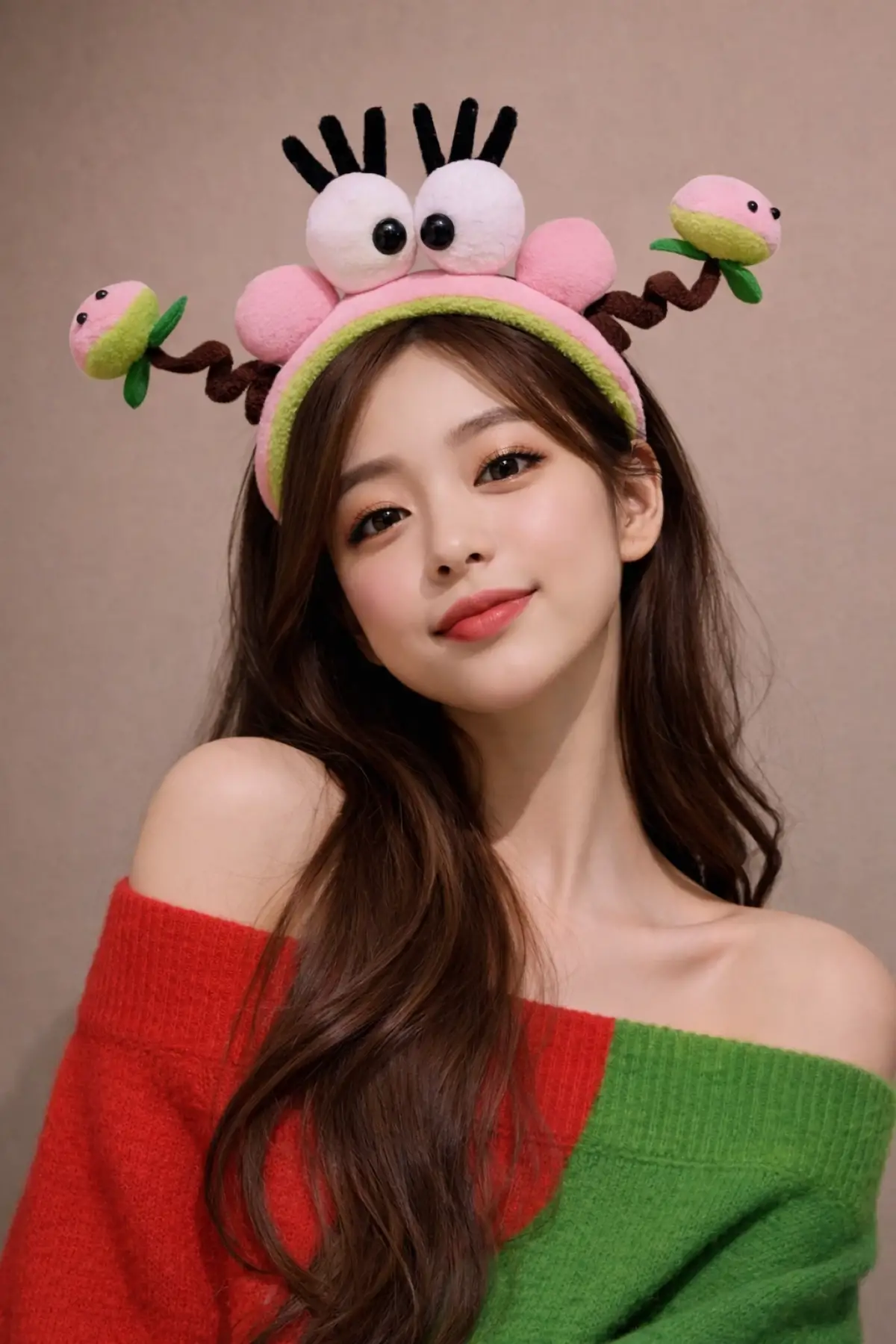 Yeşil Ve Pembe Renk Eğlenceli Peluş Taç