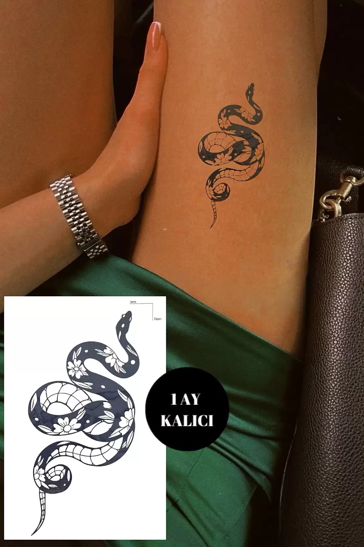 Yılan Figürlü 12 Saat Sonra Kararan Geçici Dövme Tattoo