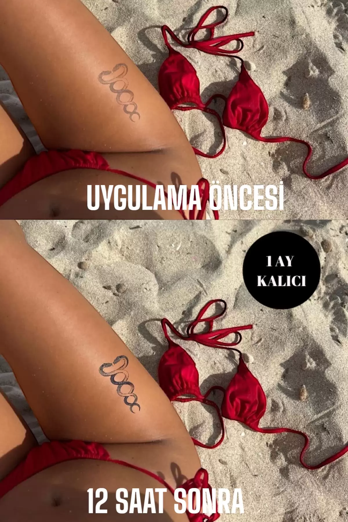 Yılan Figürlü 12 Saat Sonra Kararan Geçici Dövme Tattoo
