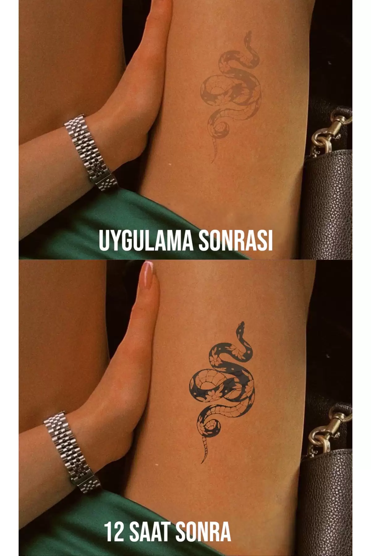 Yılan Figürlü 12 Saat Sonra Kararan Geçici Dövme Tattoo