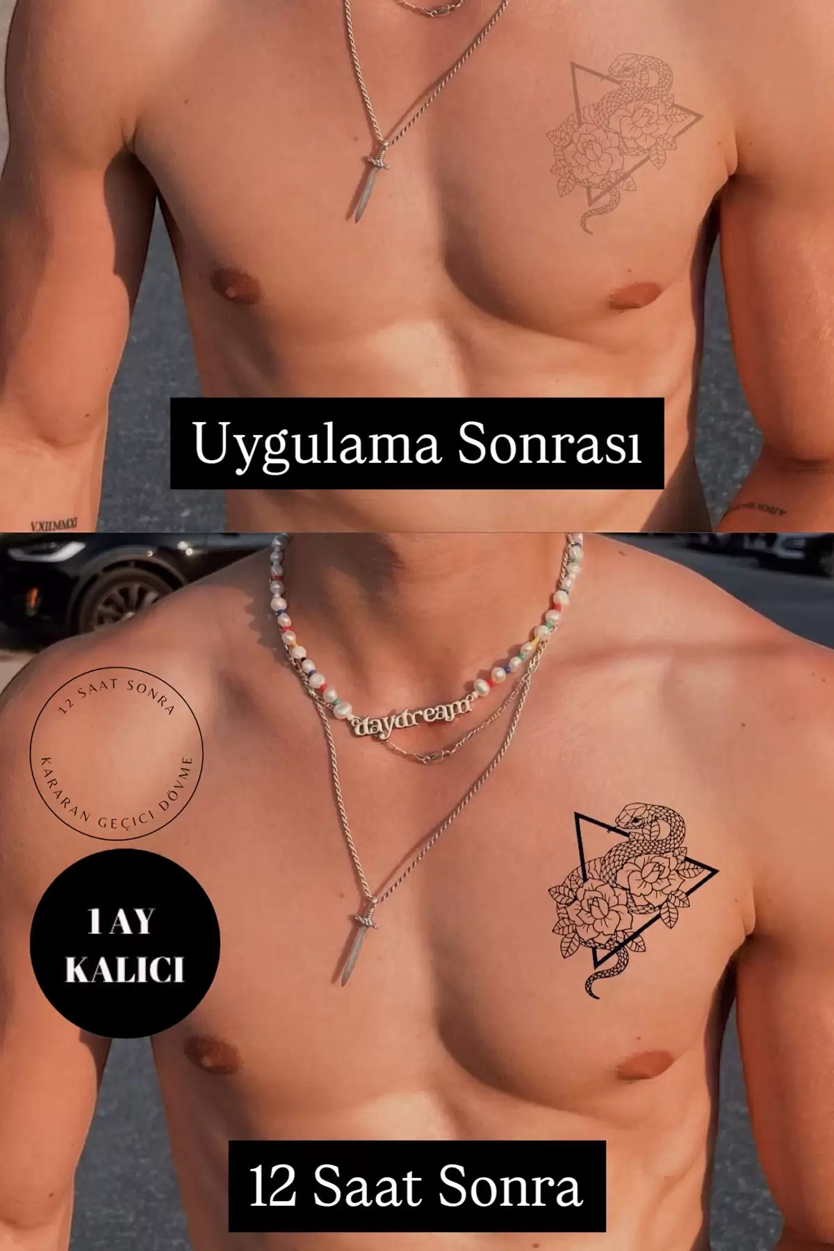 Yılan Figürlü 12 Saat Sonra Kararan Geçici Dövme Tattoo