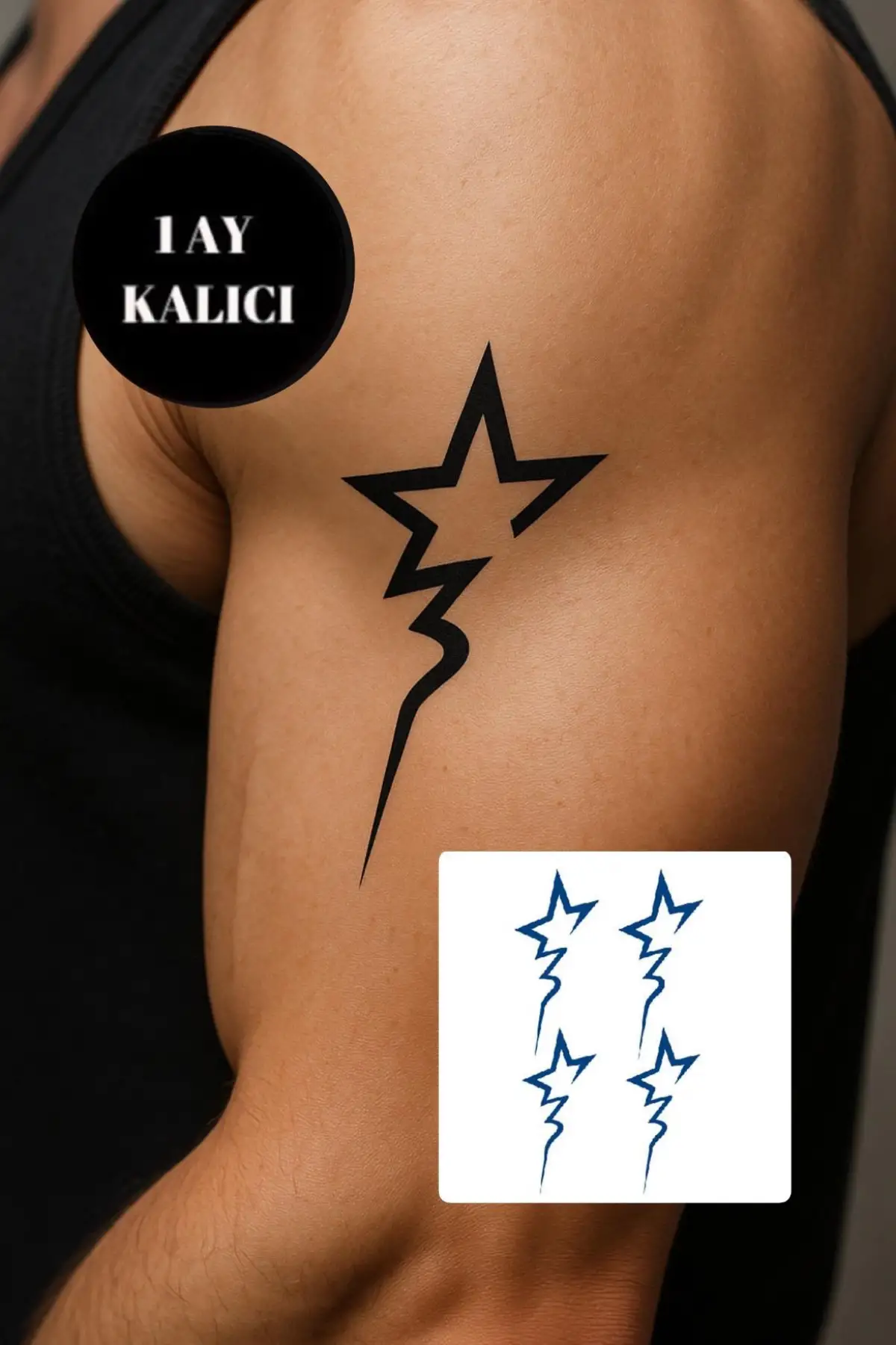 Yıldız Figürlü 12 Saat Sonra Kararan Geçici Mini Dövme Tattoo