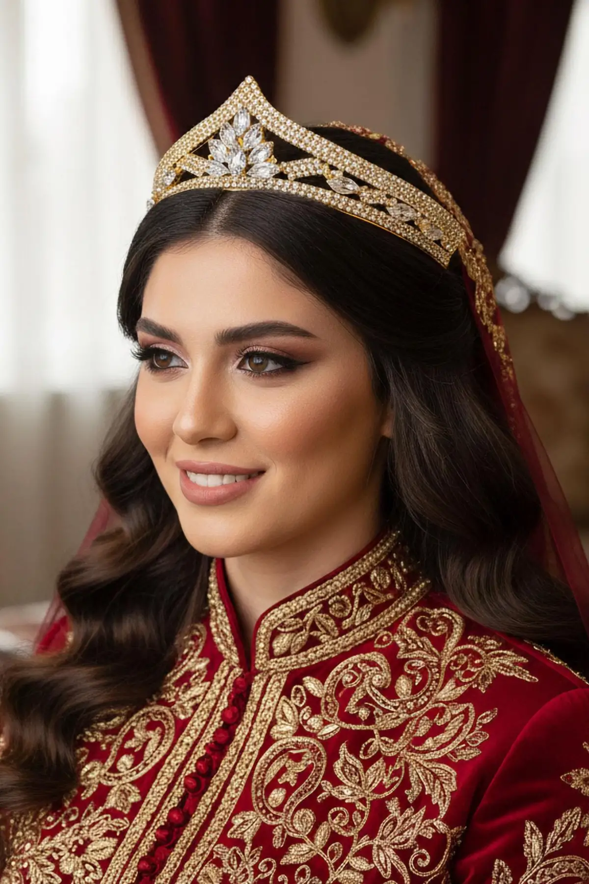 Zirkon Taşlı Gelin/Kına/Nişan/Söz Tasarım Taç