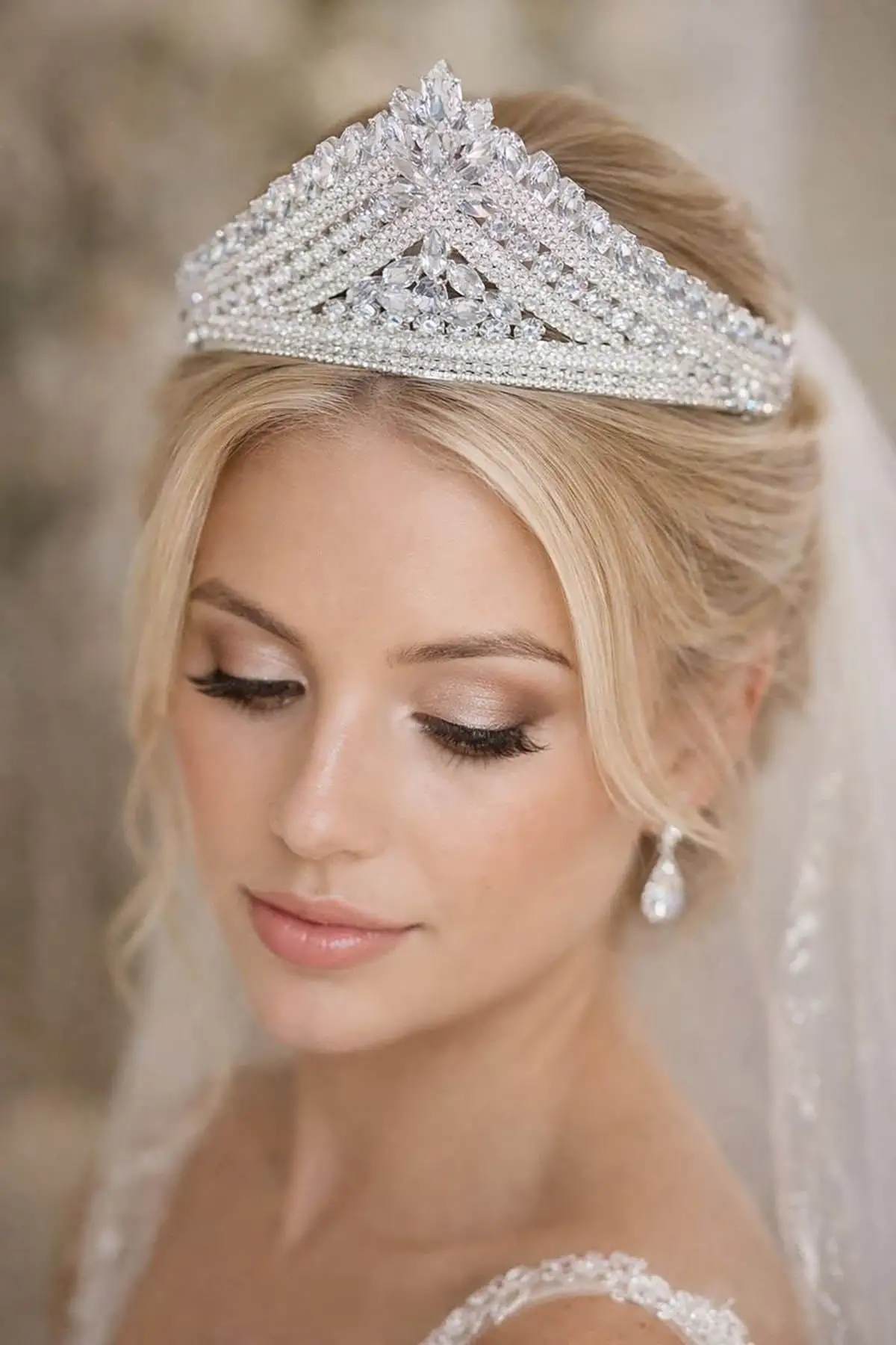 Zirkon Taşlı Gelin/Kına/Nişan/Söz Tasarım Taç