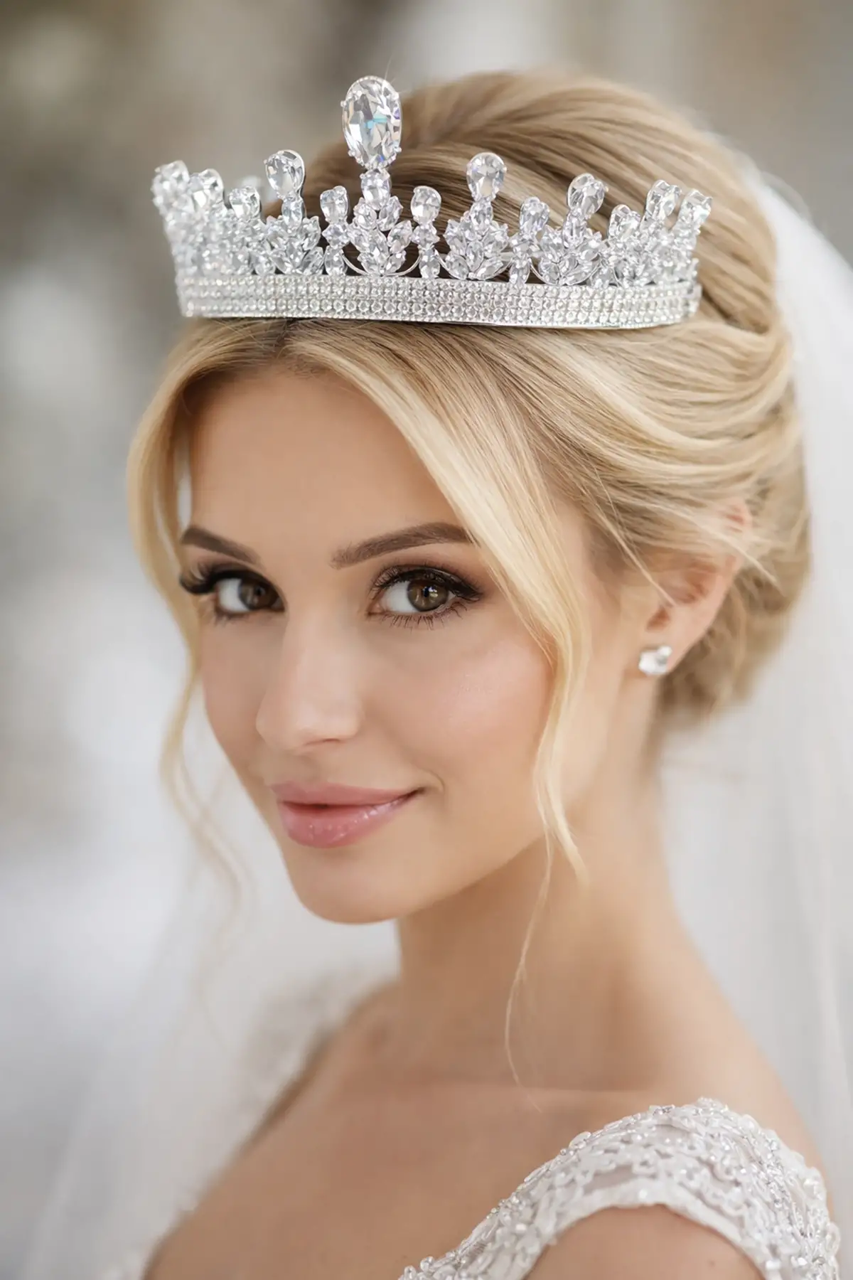 Zirkon Taşlı Gelin/Kına/Nişan/Söz Tasarım Taç