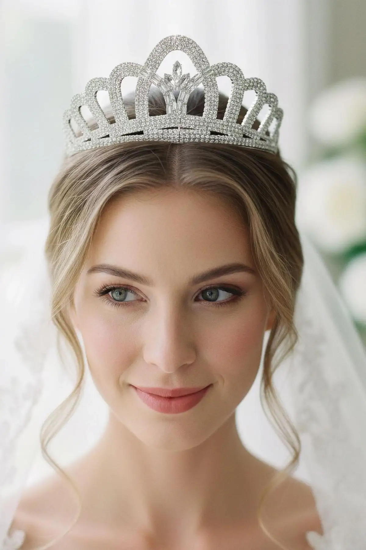 Zirkon Taşlı Gelin/Kına/Nişan/Söz Tasarım Taç