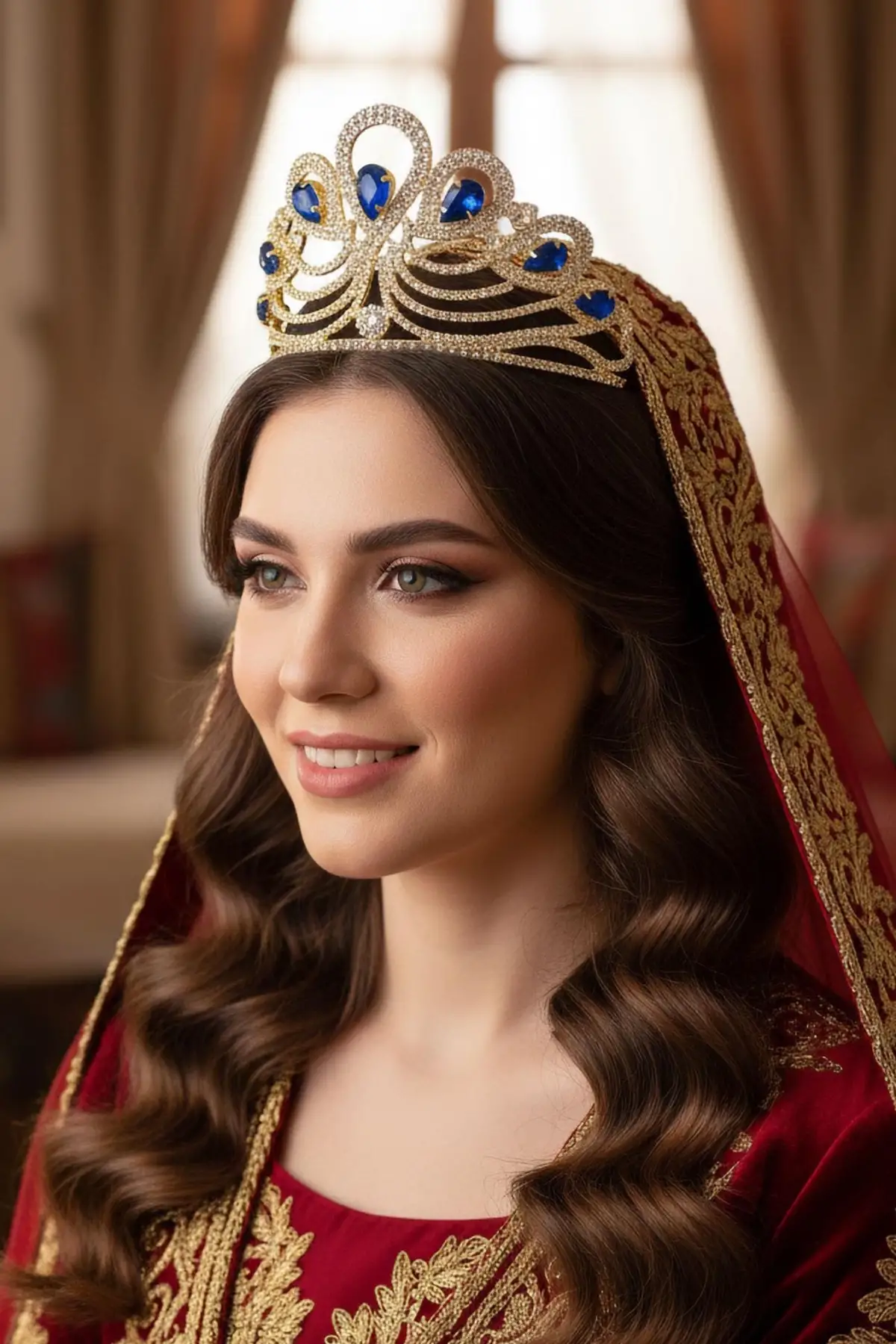 Zirkon Taşlı Gelin/Kına/Nişan/Söz Tasarım Taç