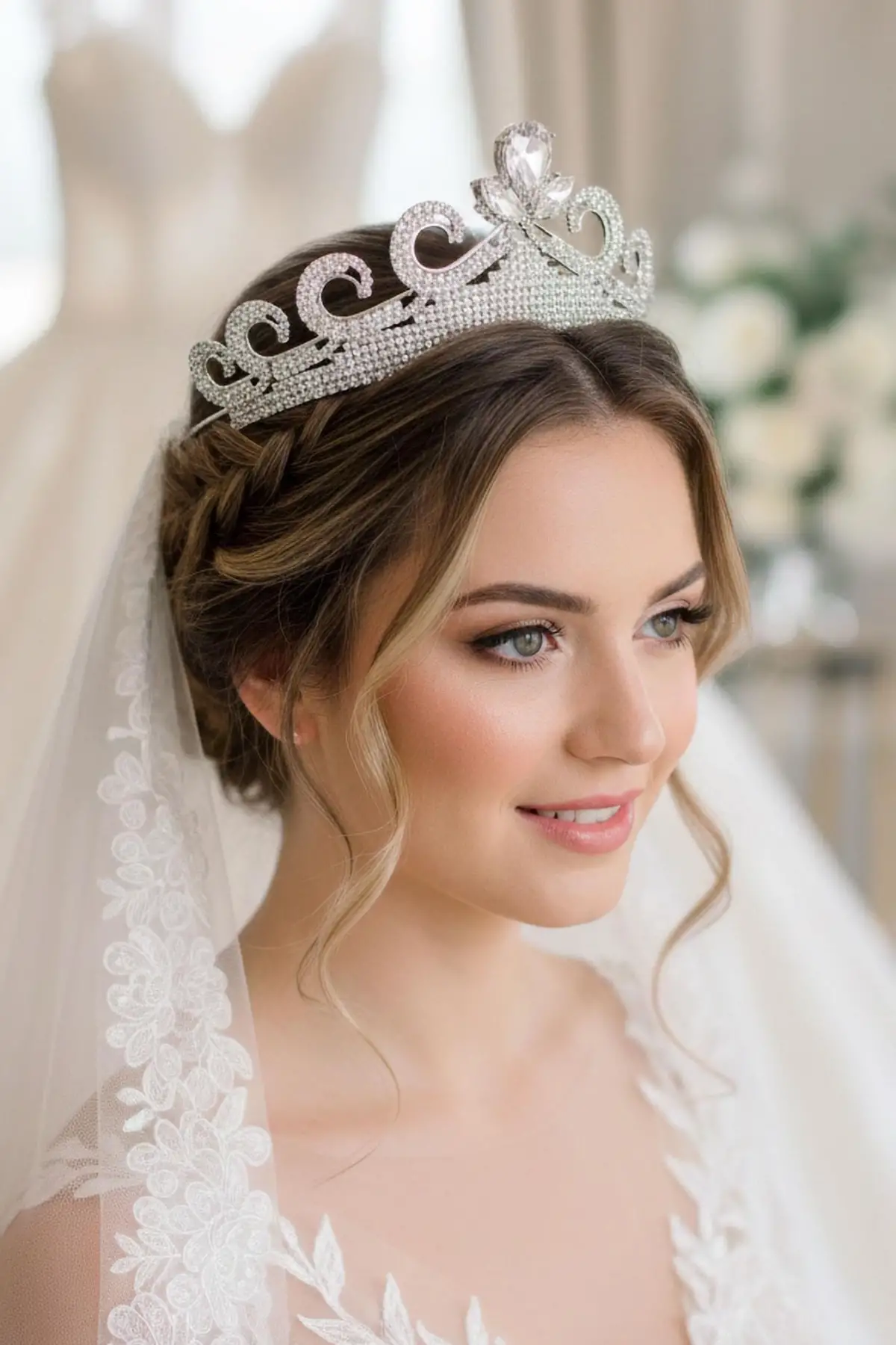 Zirkon Taşlı Gelin/Kına/Nişan/Söz Tasarım Taç