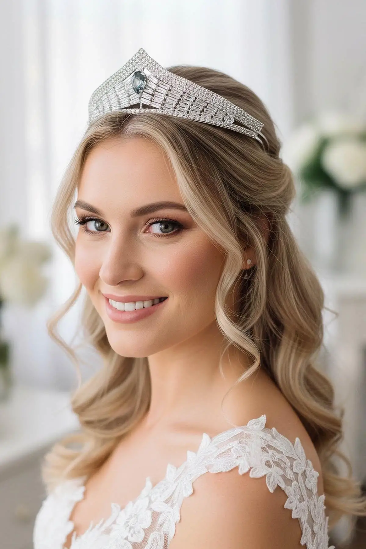 Zirkon Taşlı Gelin/Kına/Nişan/Söz Tasarım Taç