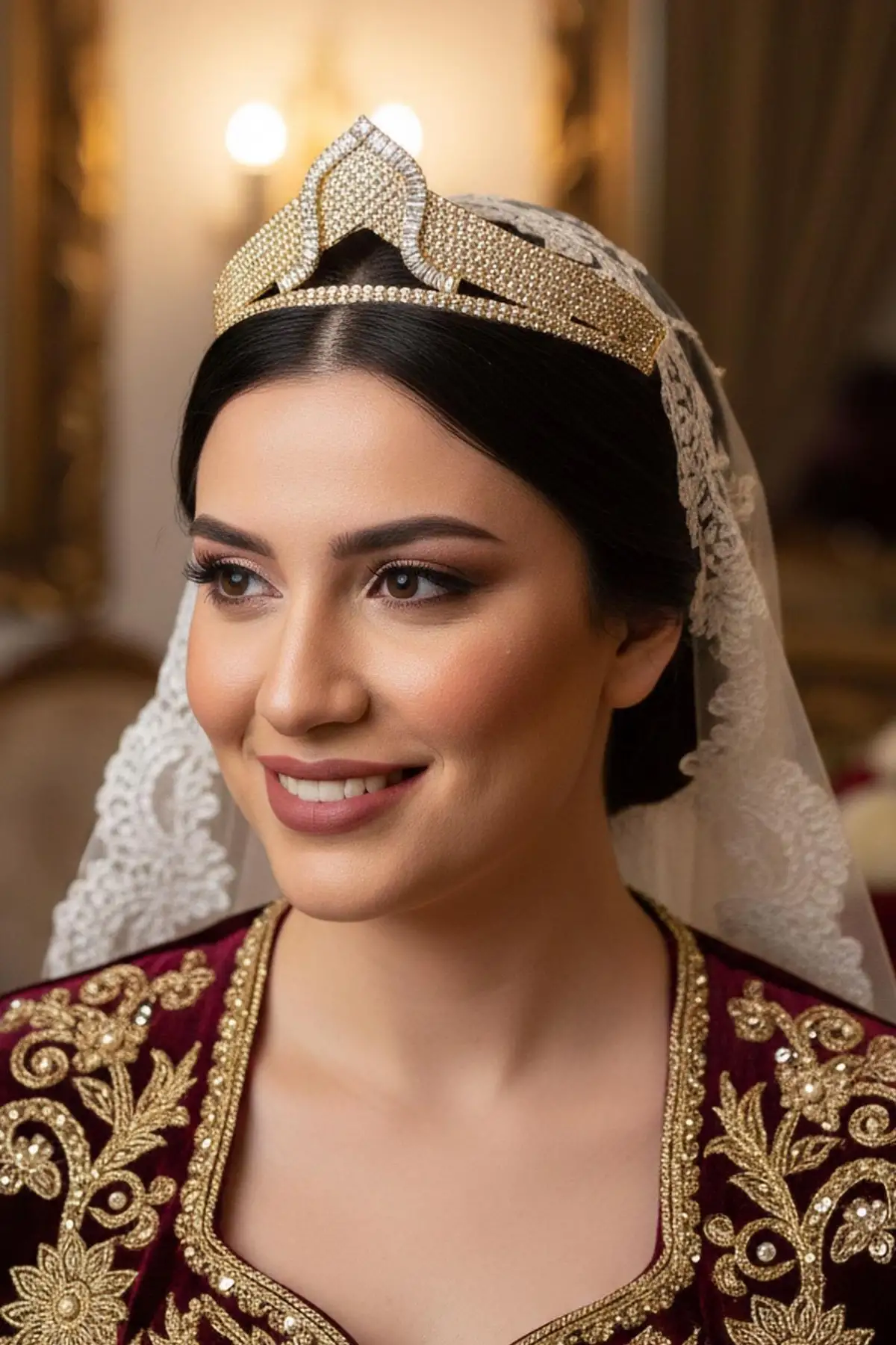 Zirkon Taşlı Gelin/Kına/Nişan/Söz Tasarım Taç