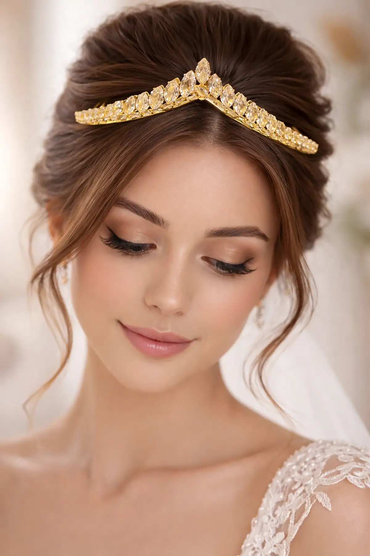 Zirkon Taşlı Gelin/Kına/Nişan/Söz Tasarım Taç