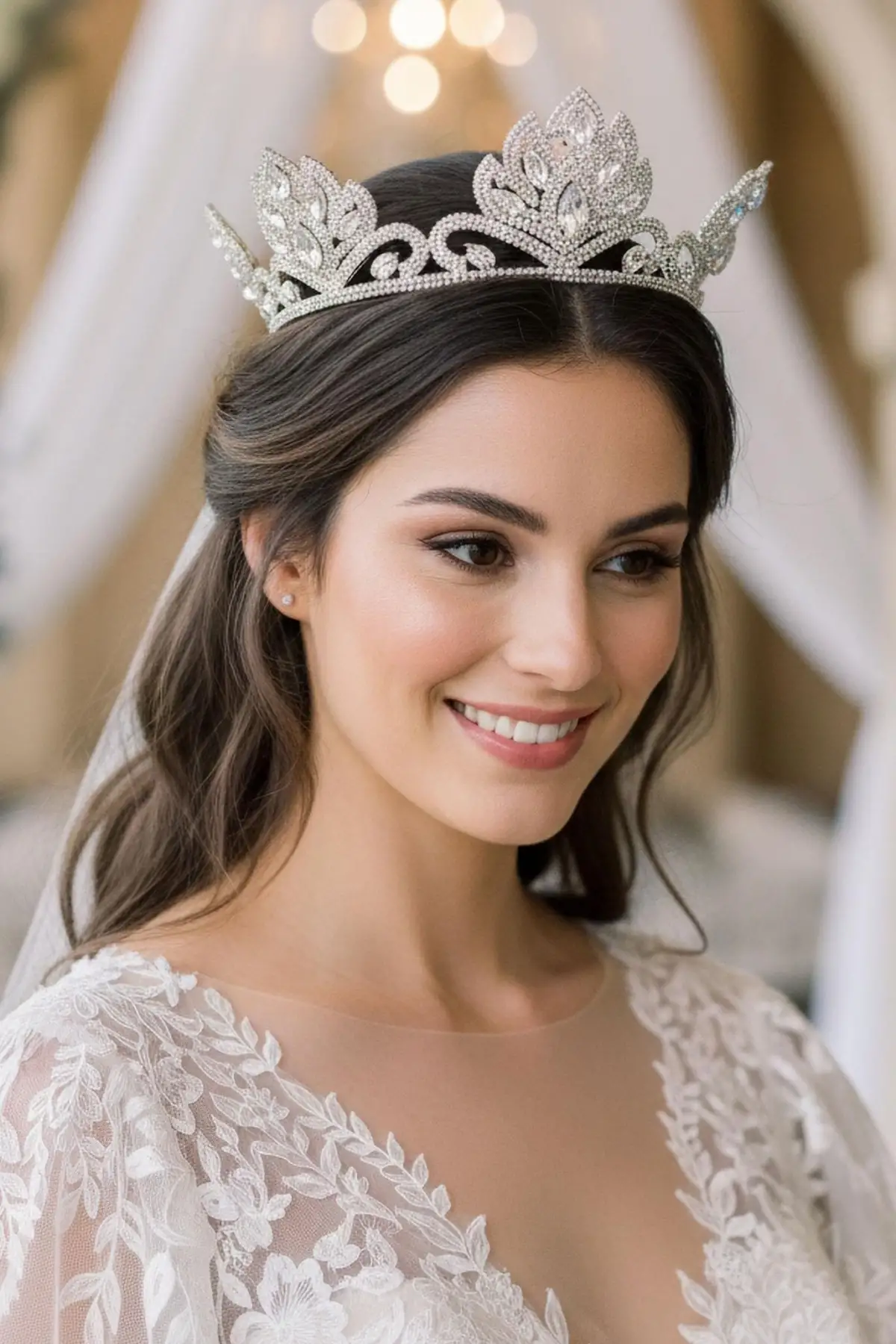 Zirkon Taşlı Gelin/Kına/Nişan/Söz Tasarım Taç