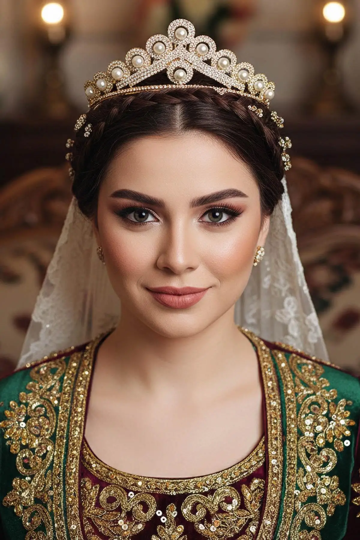 Zirkon Taşlı Gelin/Kına/Nişan/Söz Tasarım Taç