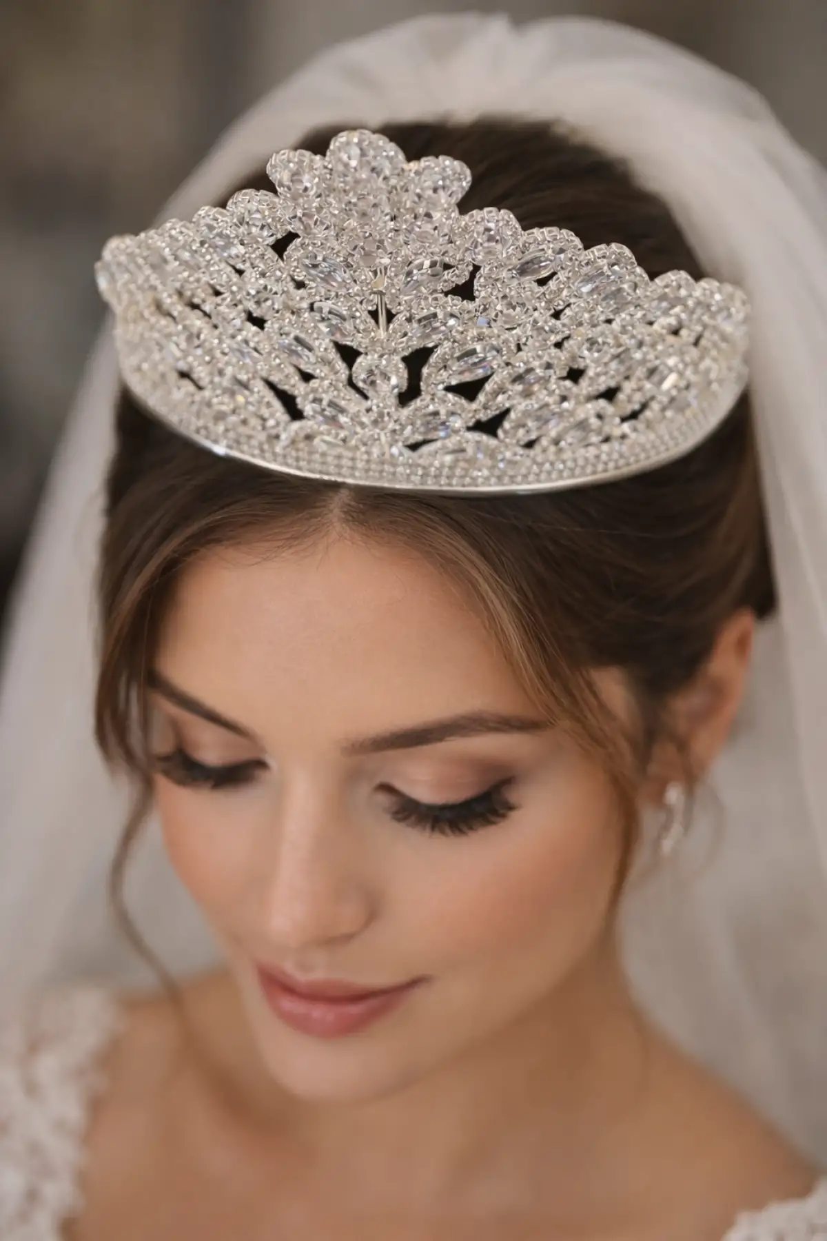 Zirkon Taşlı Gelin/Kına/Nişan/Söz Tasarım Taç