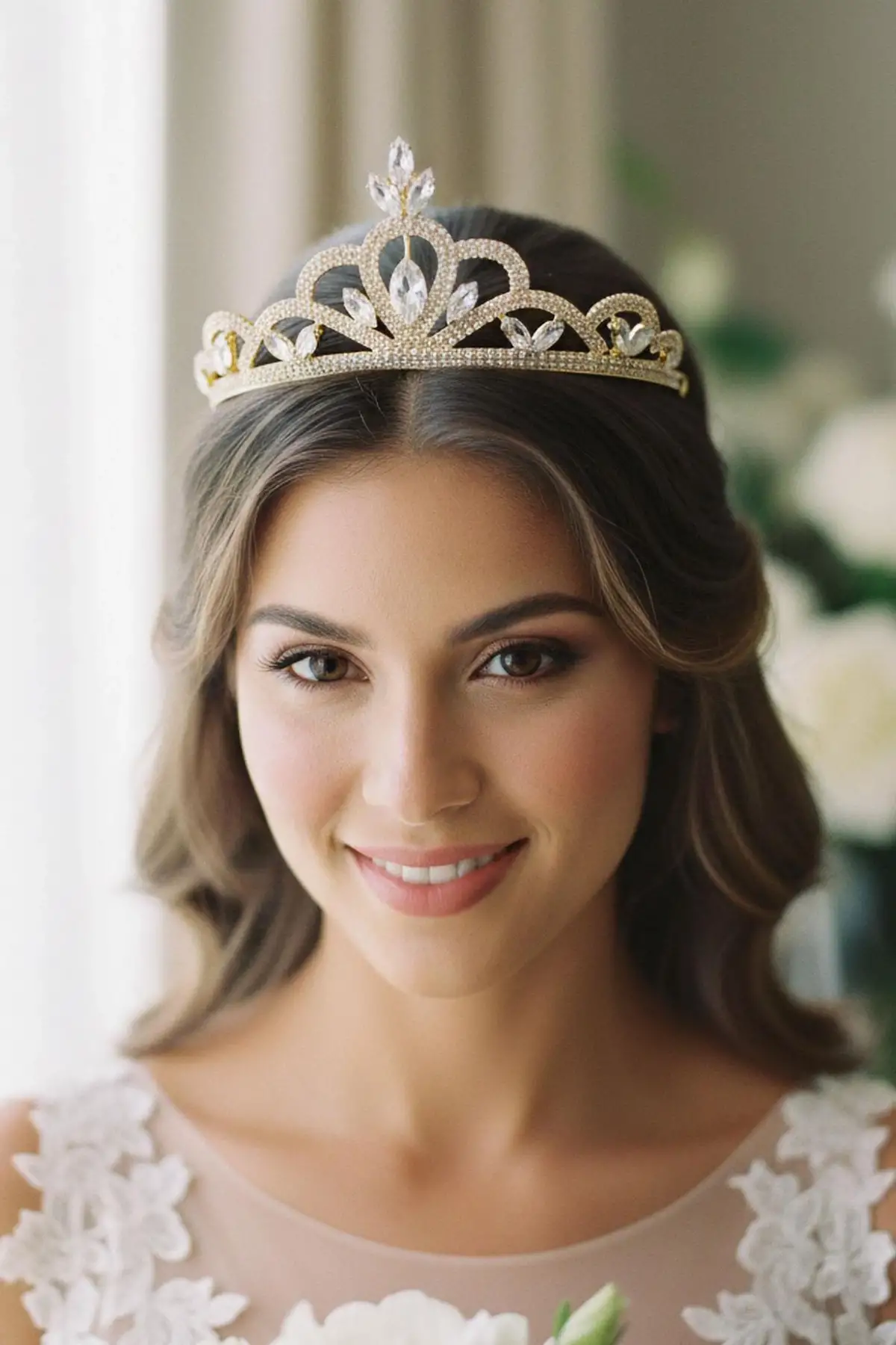 Zirkon Taşlı Gelin/Kına/Nişan/Söz Tasarım Taç