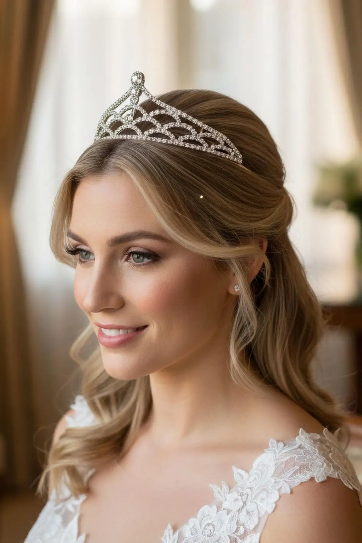 Zirkon Taşlı Gelin/Kına/Nişan/Söz Tasarım Taç