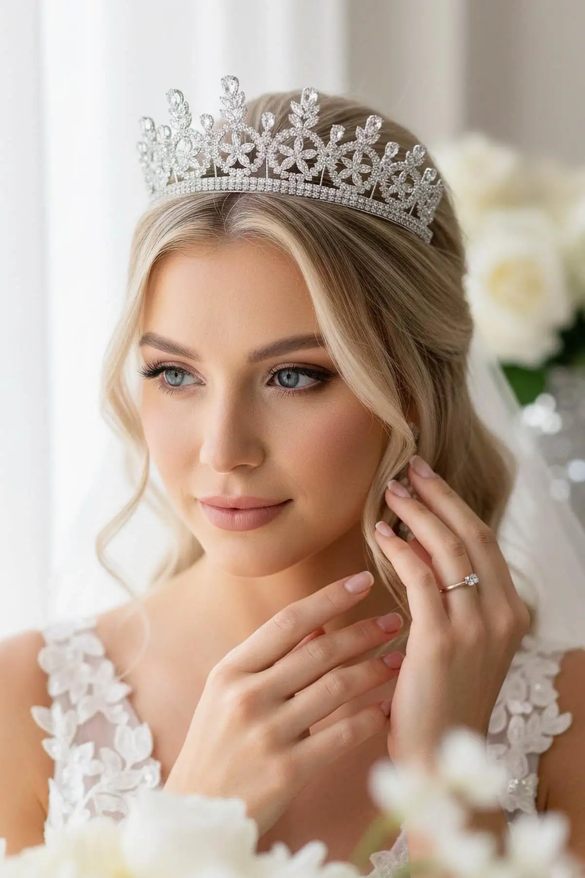 Zirkon Taşlı Gelin/Kına/Nişan/Söz Tasarım Taç