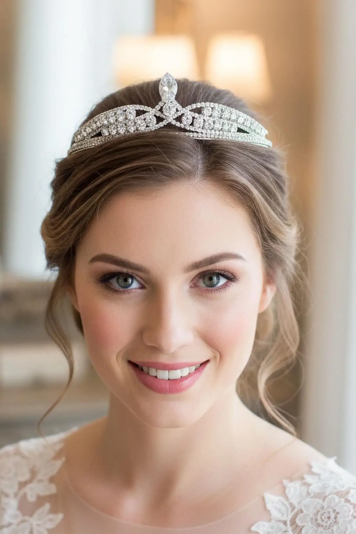 Zirkon Taşlı Gelin/Kına/Nişan/Söz Tasarım Taç