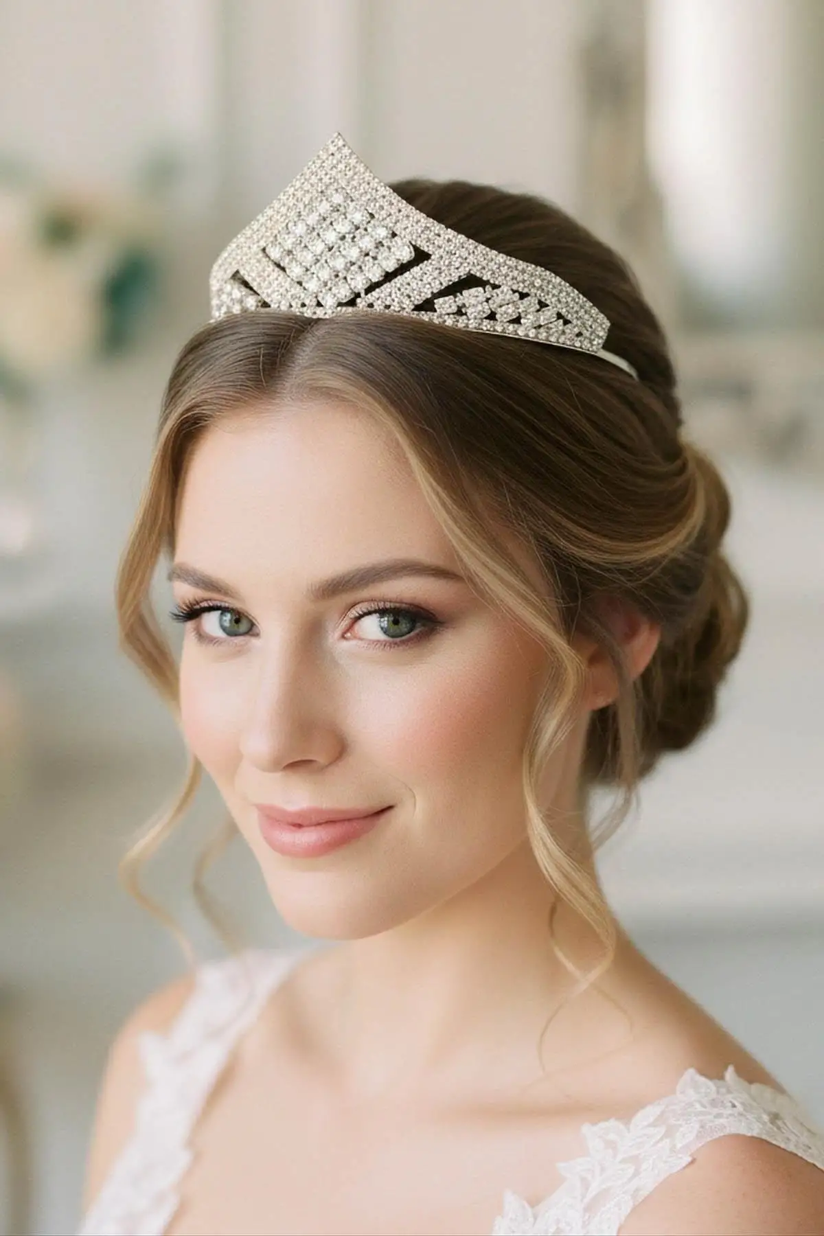 Zirkon Taşlı Gelin/Kına/Nişan/Söz Tasarım Taç