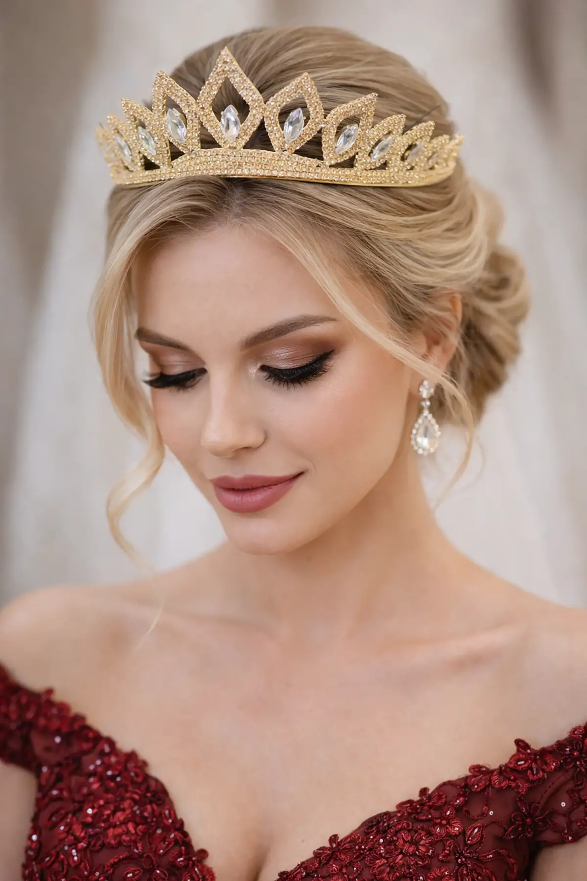 Zirkon Taşlı Gelin/Kına/Nişan/Söz Tasarım Taç