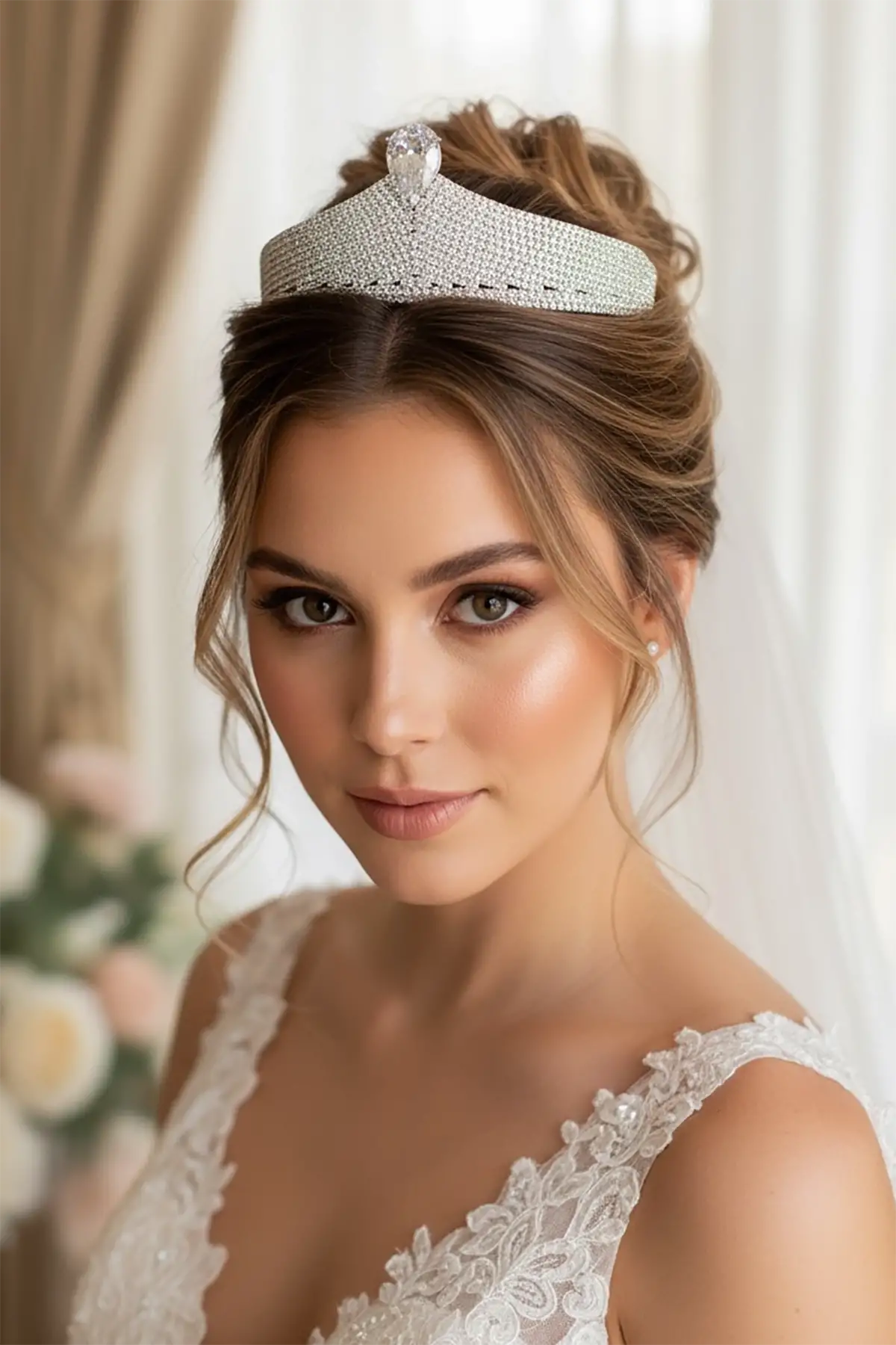 Zirkon Taşlı Gelin/Kına/Nişan/Söz Tasarım Taç