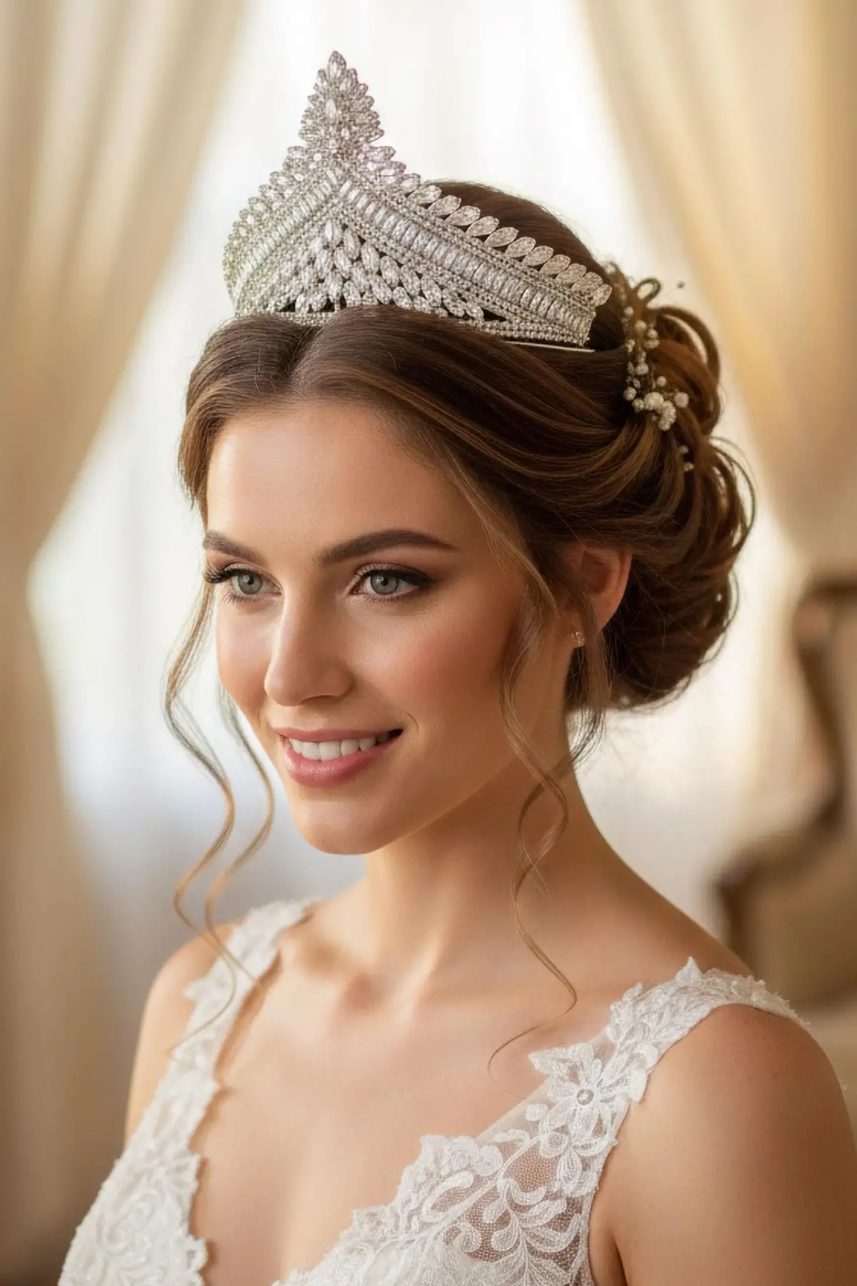 Zirkon Taşlı Gelin/Kına/Nişan/Söz Tasarım Taç