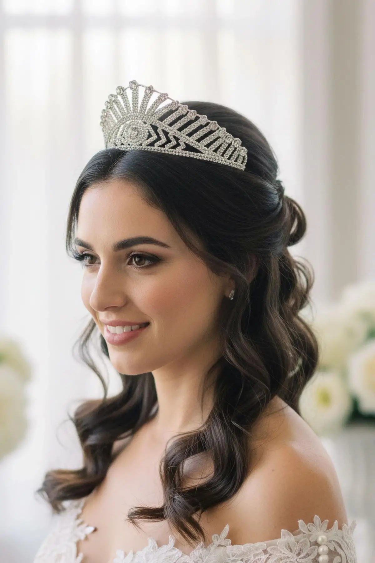 Zirkon Taşlı Gelin/Kına/Nişan/Söz Tasarım Taç